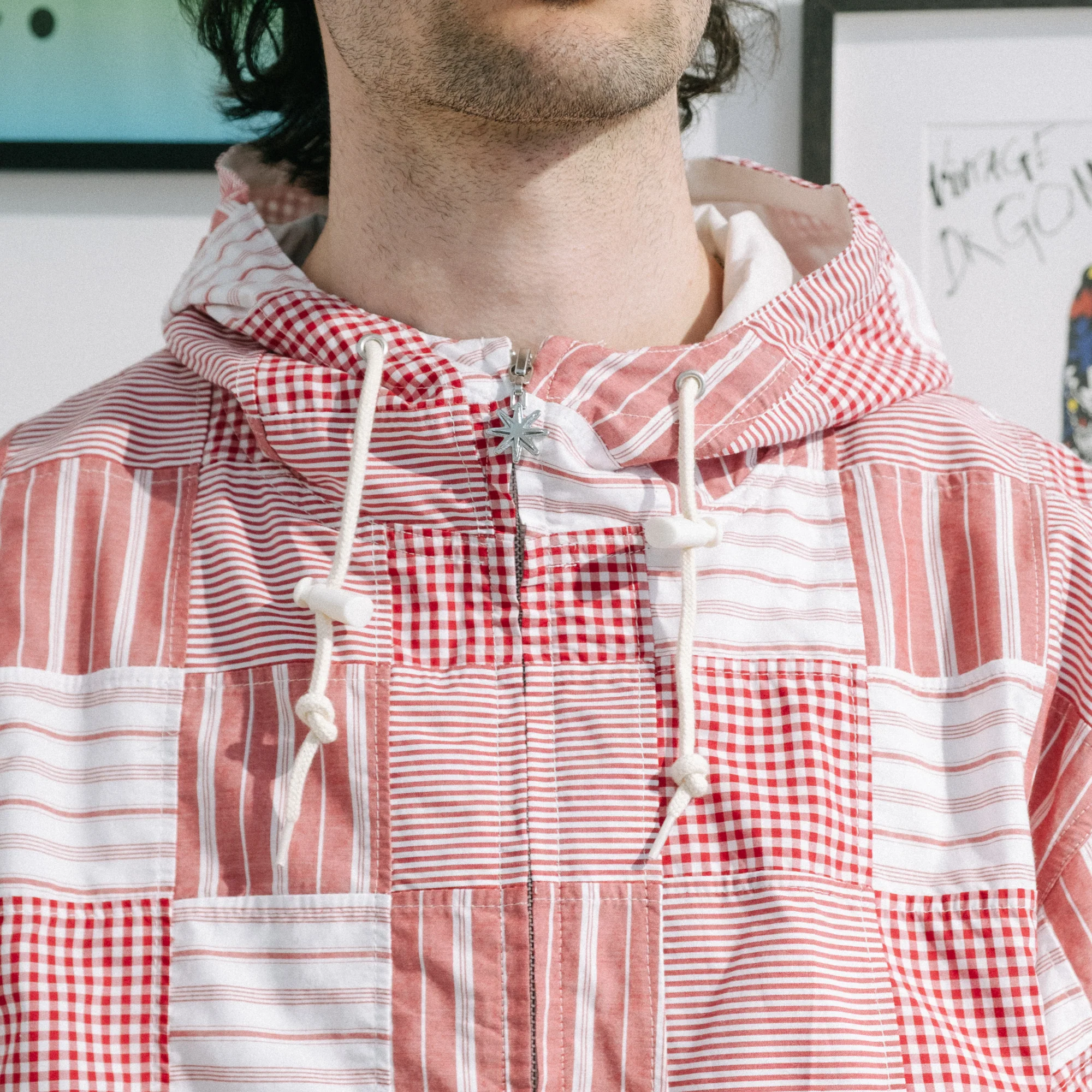 BoTT Patchwork Check Jacket - Red - Image 6