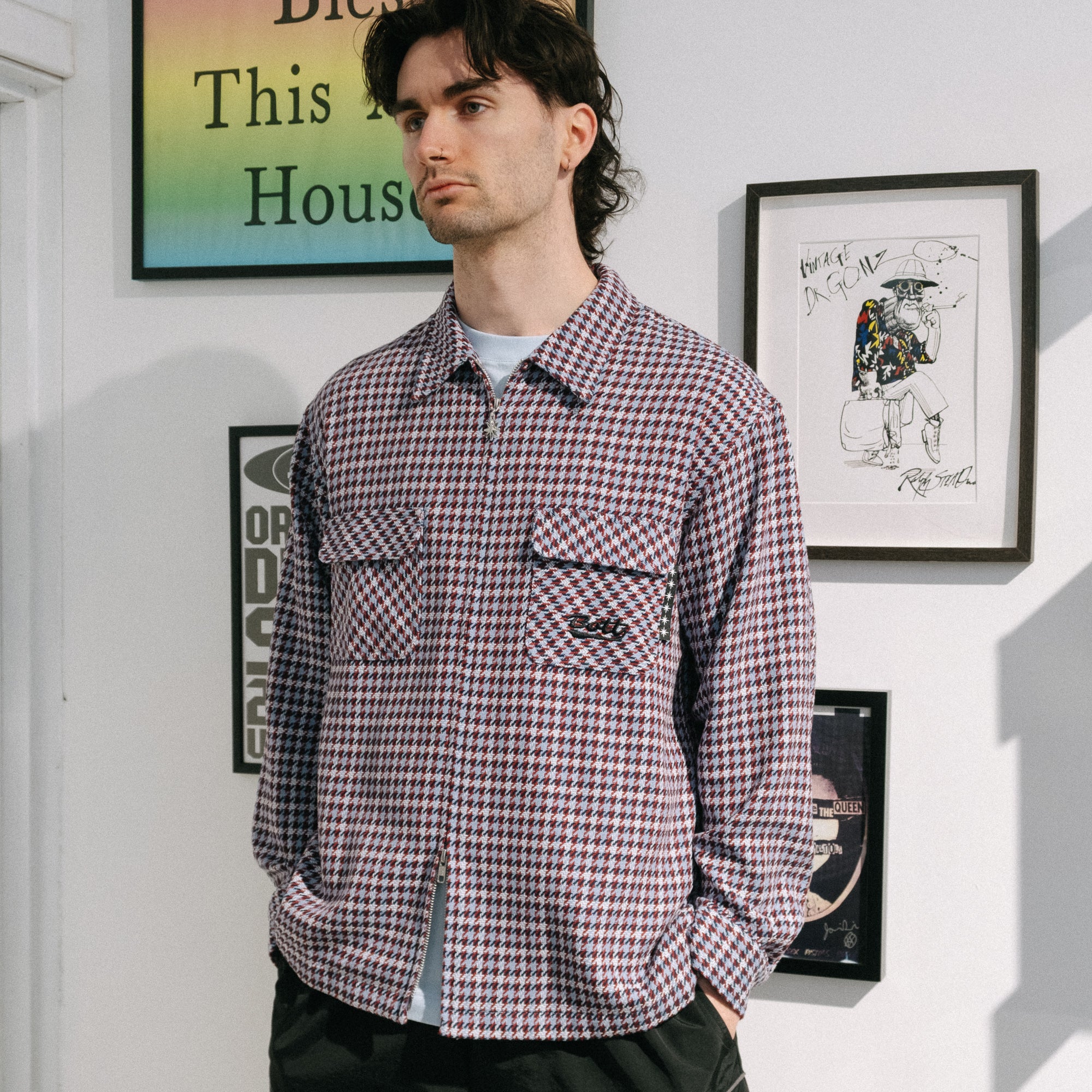 BoTT Zip-Up Flannel Shirt - Slate Blue - Image 6