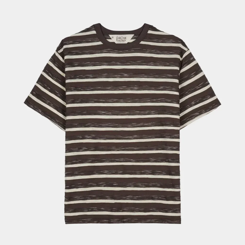 Brain Dead Casey Striped T-Shirt - Coffee