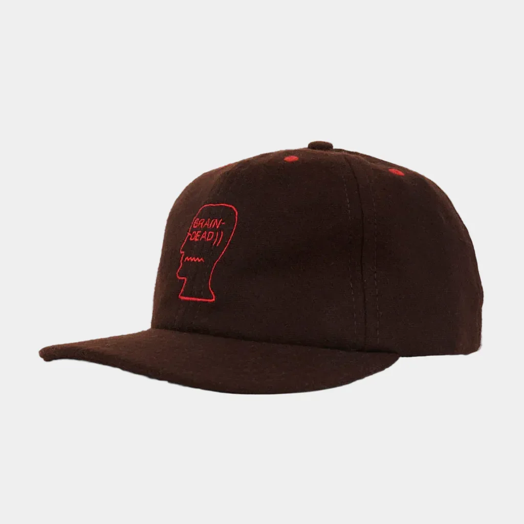 Brain Dead Flannel Logohead 6 Panel Hat - Brown - Image 2