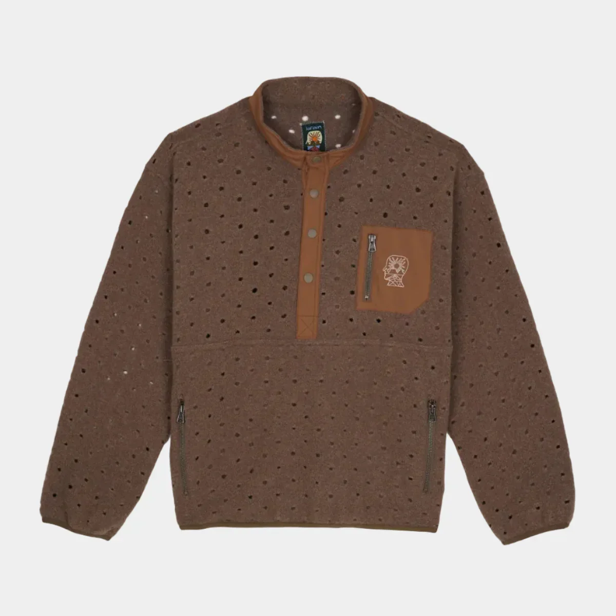 Brain Dead Hole Mock Neck Pullover - Brown - Image 2