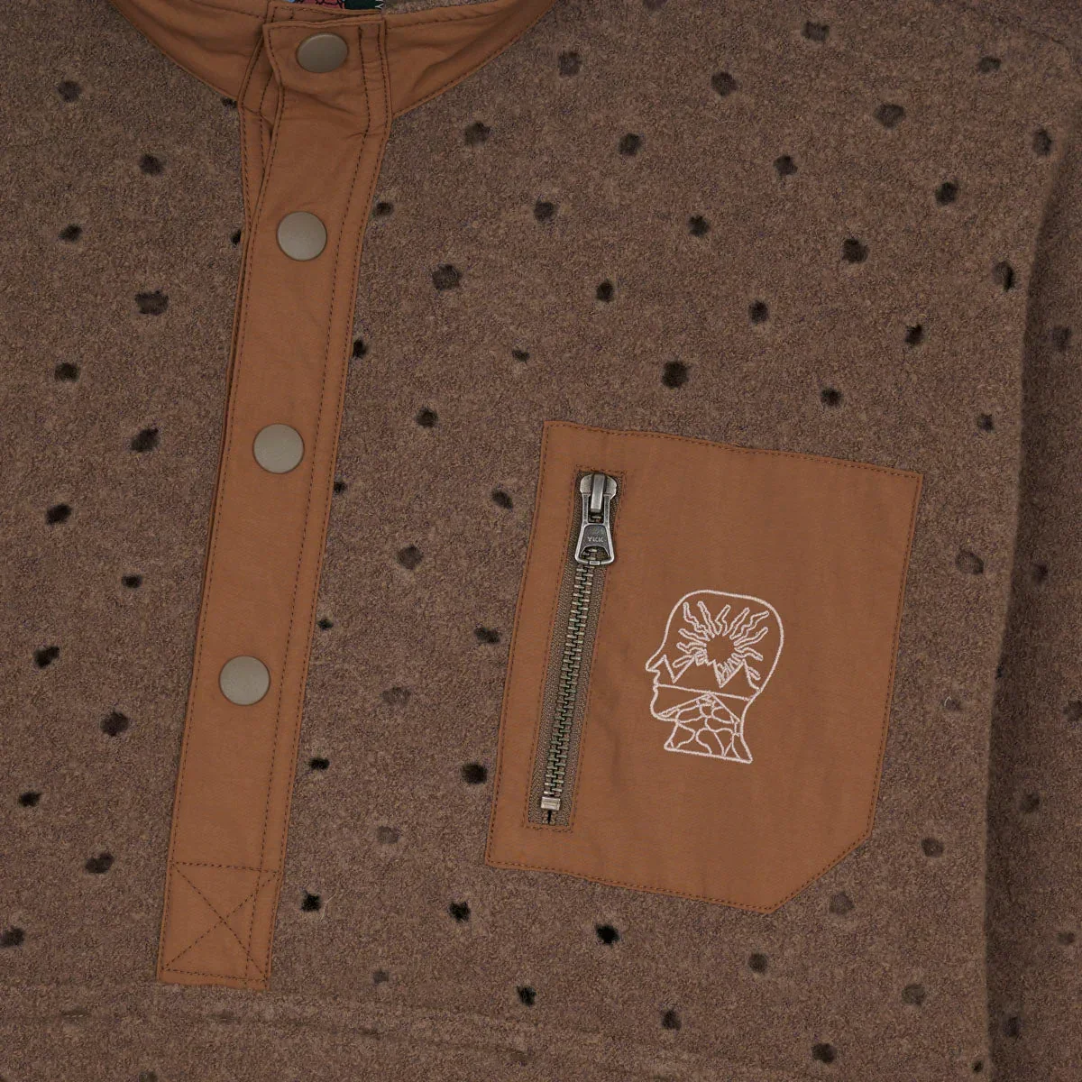 Brain Dead Hole Mock Neck Pullover - Brown - Image 4
