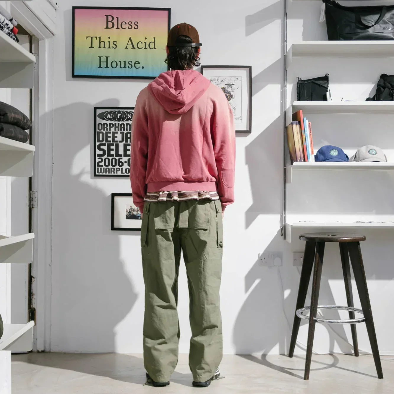 Brain Dead Padded Elbow Zip Up Hoodie - Brick - Image 3