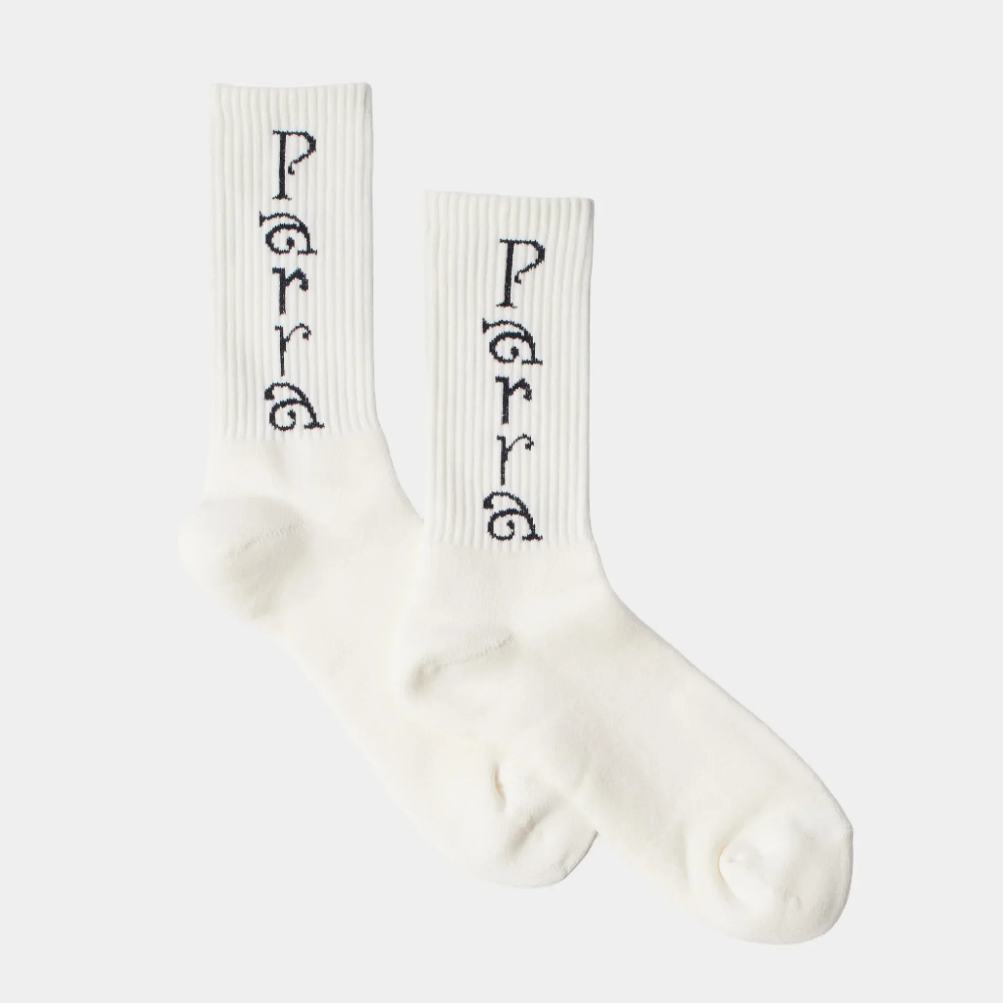 By Parra Weird Trad Logo Crew Socks - White