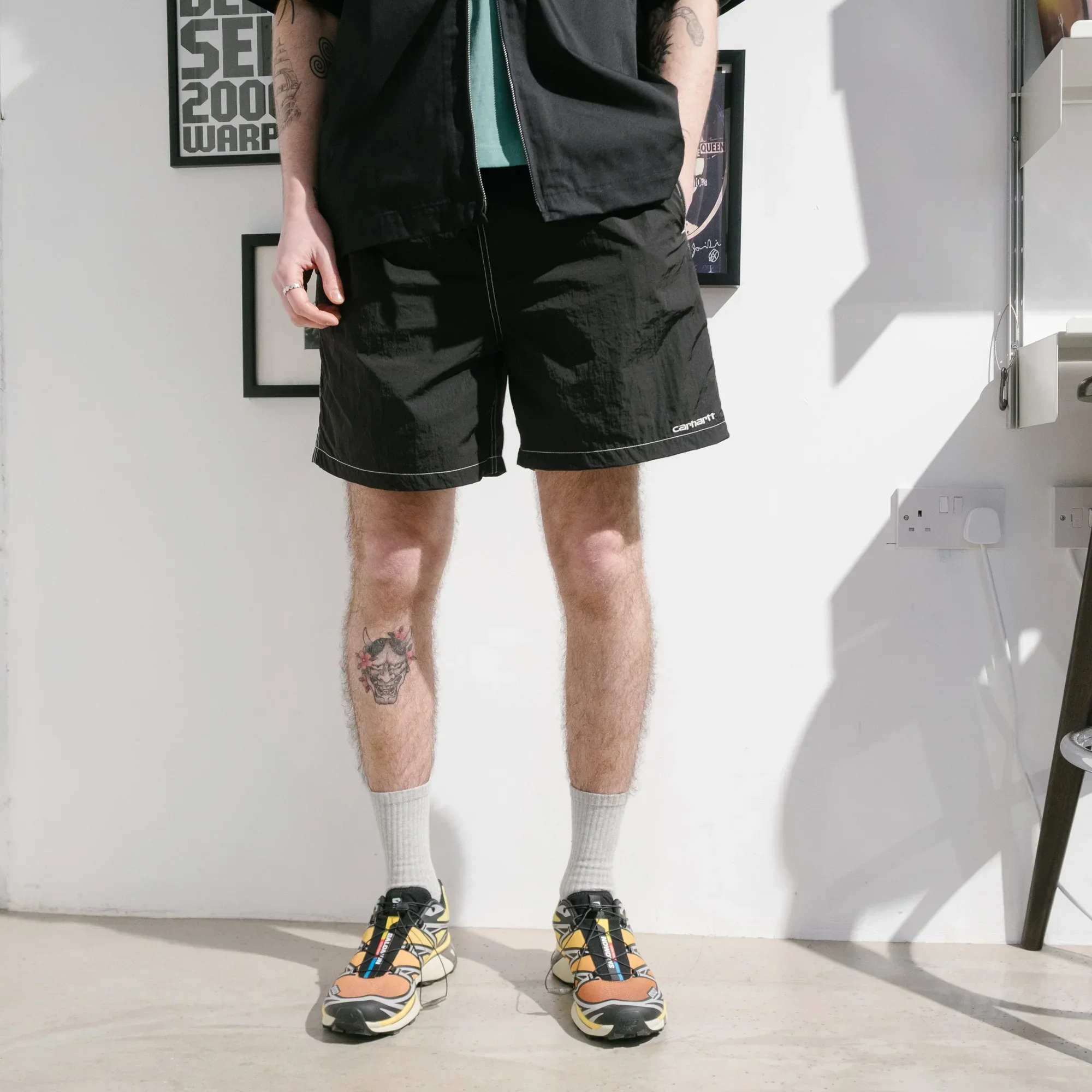 Carhartt WIP Canby Swim Trunks - Black/White - Image 4