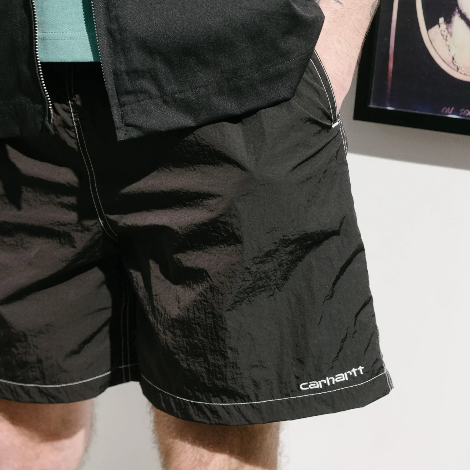 Carhartt WIP Canby Swim Trunks - Black/White - Image 5