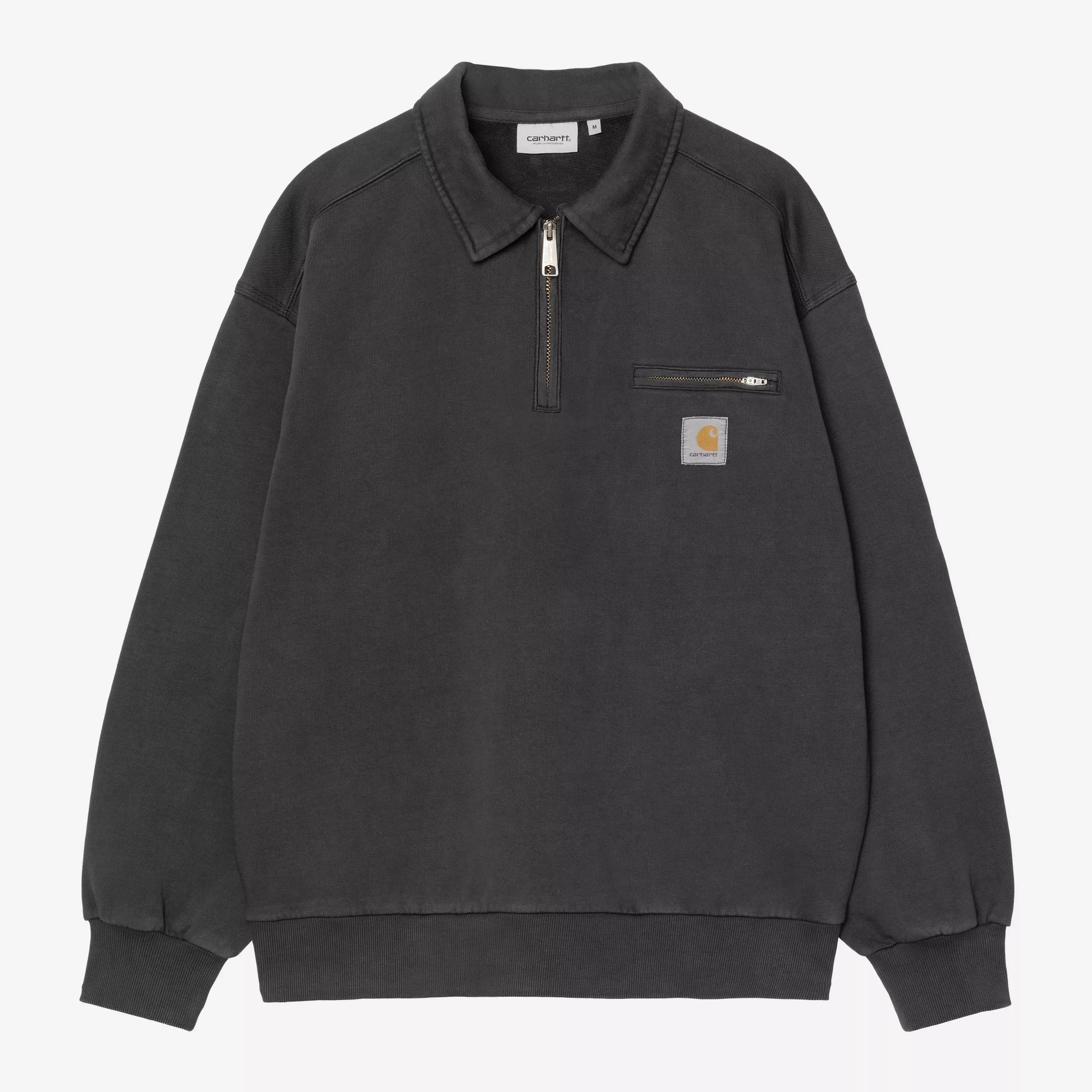 Carhartt WIP Half Zip Detroit Sweatshirt - Black Stonewashed