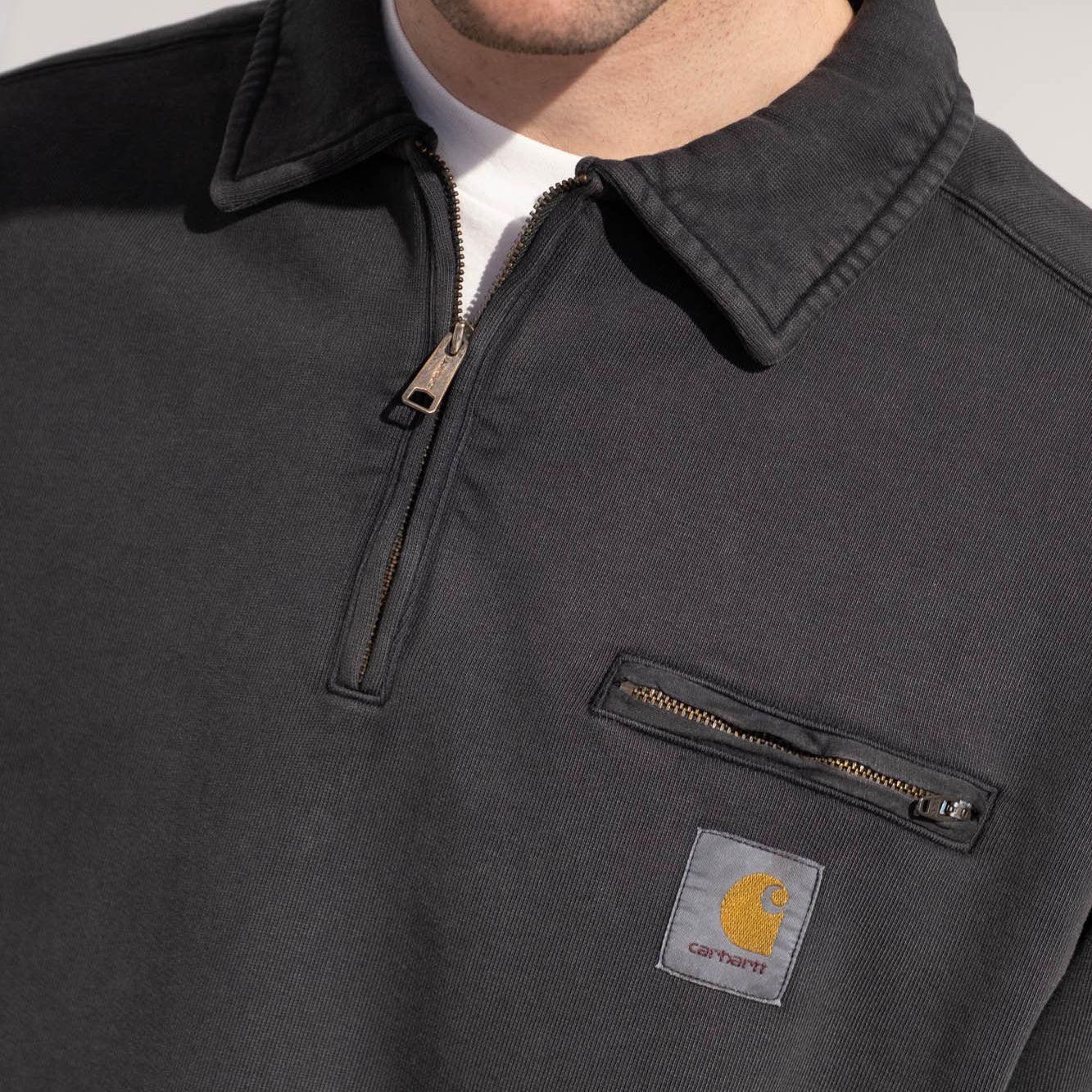Carhartt WIP Half Zip Detroit Sweatshirt - Black Stonewashed - Image 4