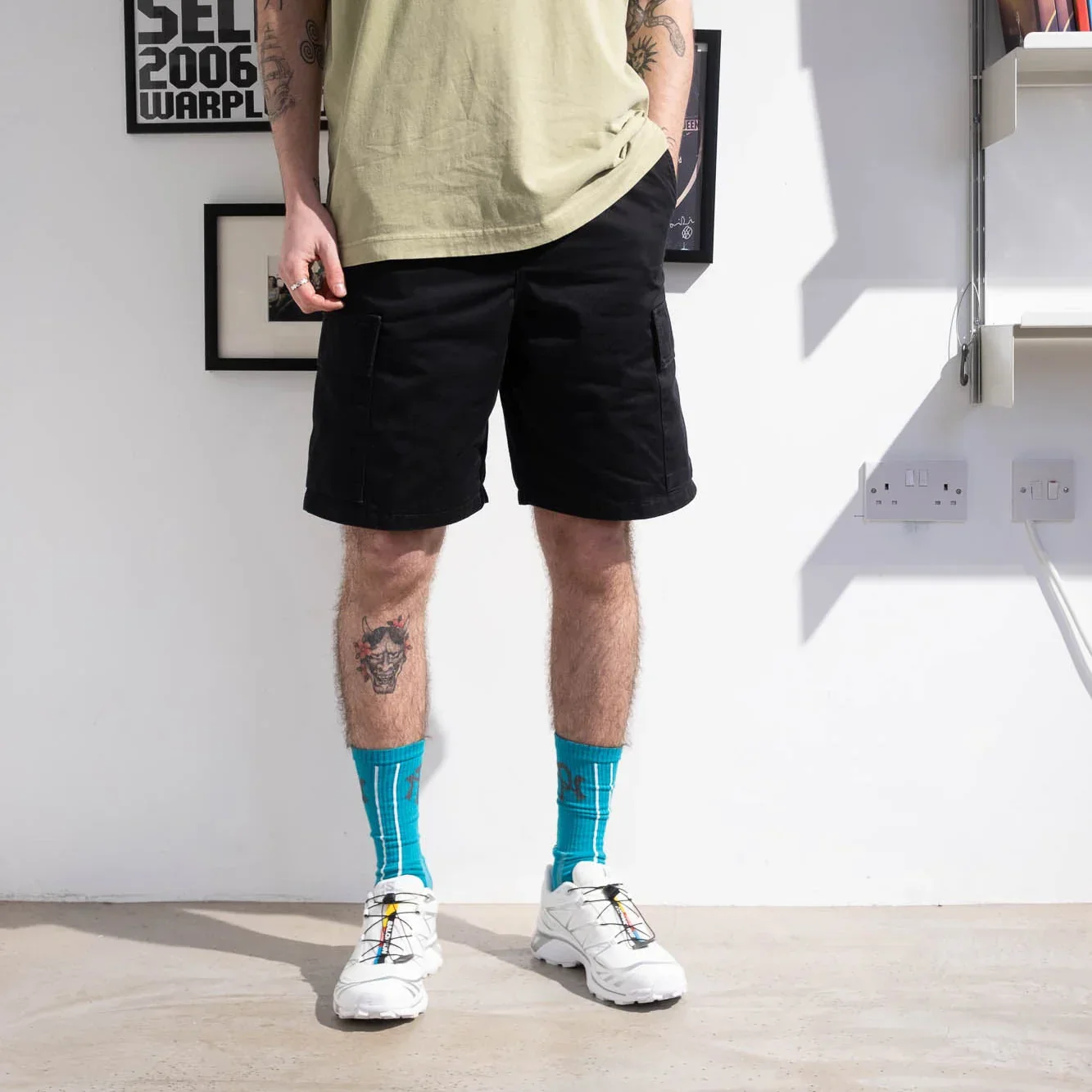 Carhartt WIP Kade Cargo Short - Black Stone Washed - Image 3