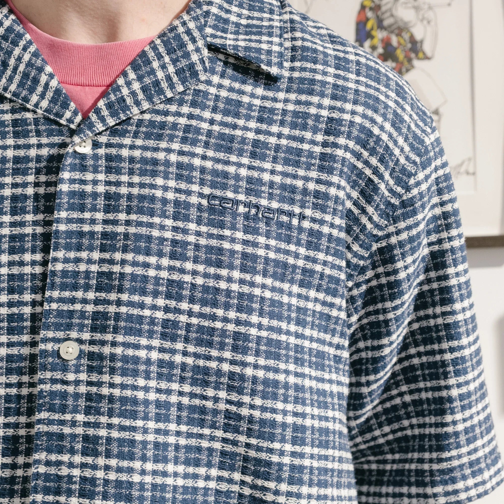 Carhartt WIP S/S Kander Shirt - Kander Check/Blue River - Image 4