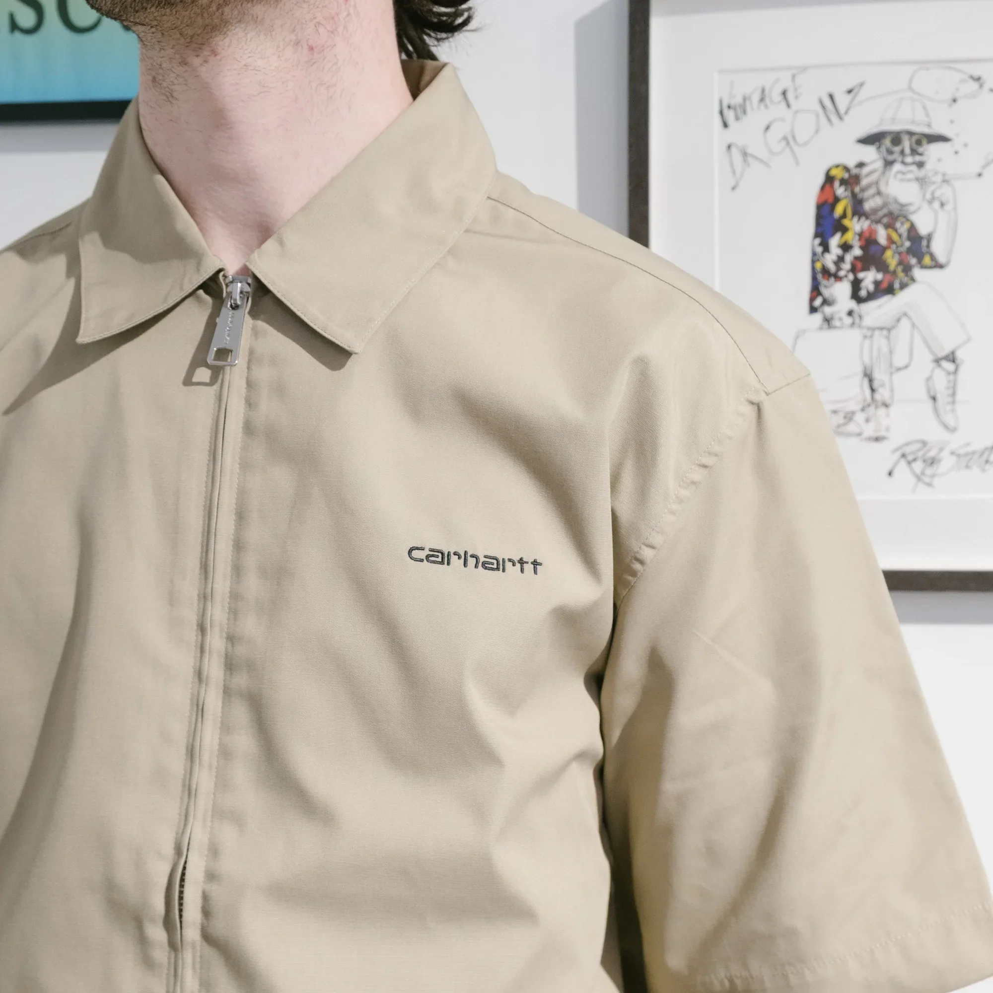 Carhartt WIP S/S Postal Zip Shirt - Iroko/Black - Image 4