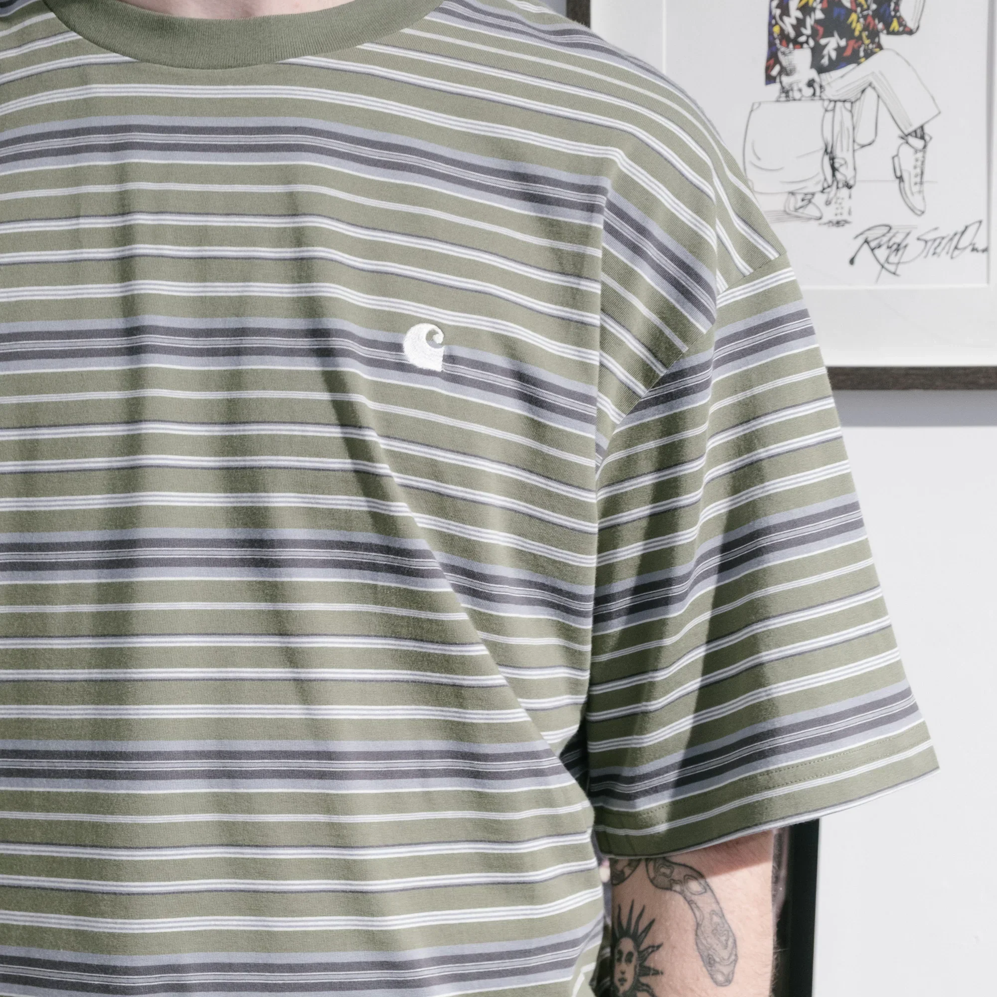 Carhartt WIP Zane T-Shirt - Dollar Green Stripe - Image 4