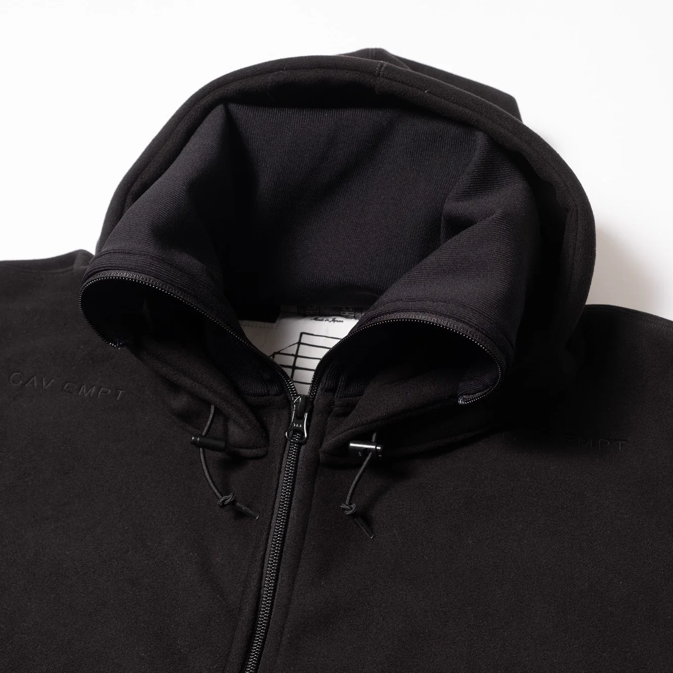 Cav Empt Attached Hood Fleece Zip Up - Black - Image 2