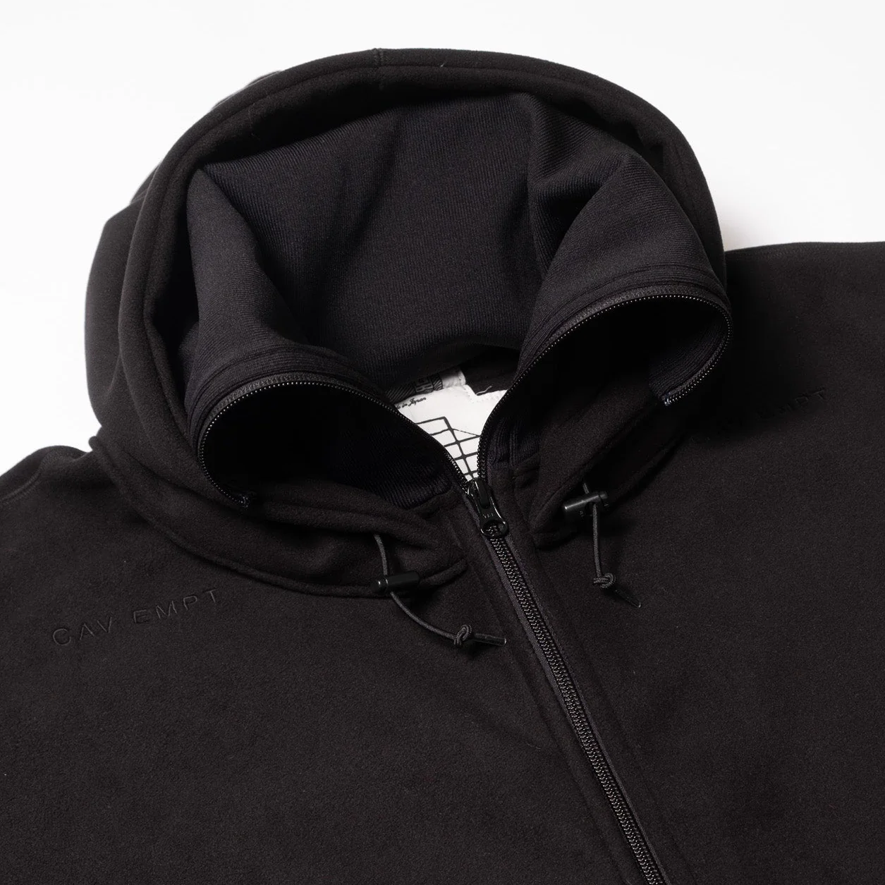 Cav Empt Attached Hood Fleece Zip Up - Black - Image 3