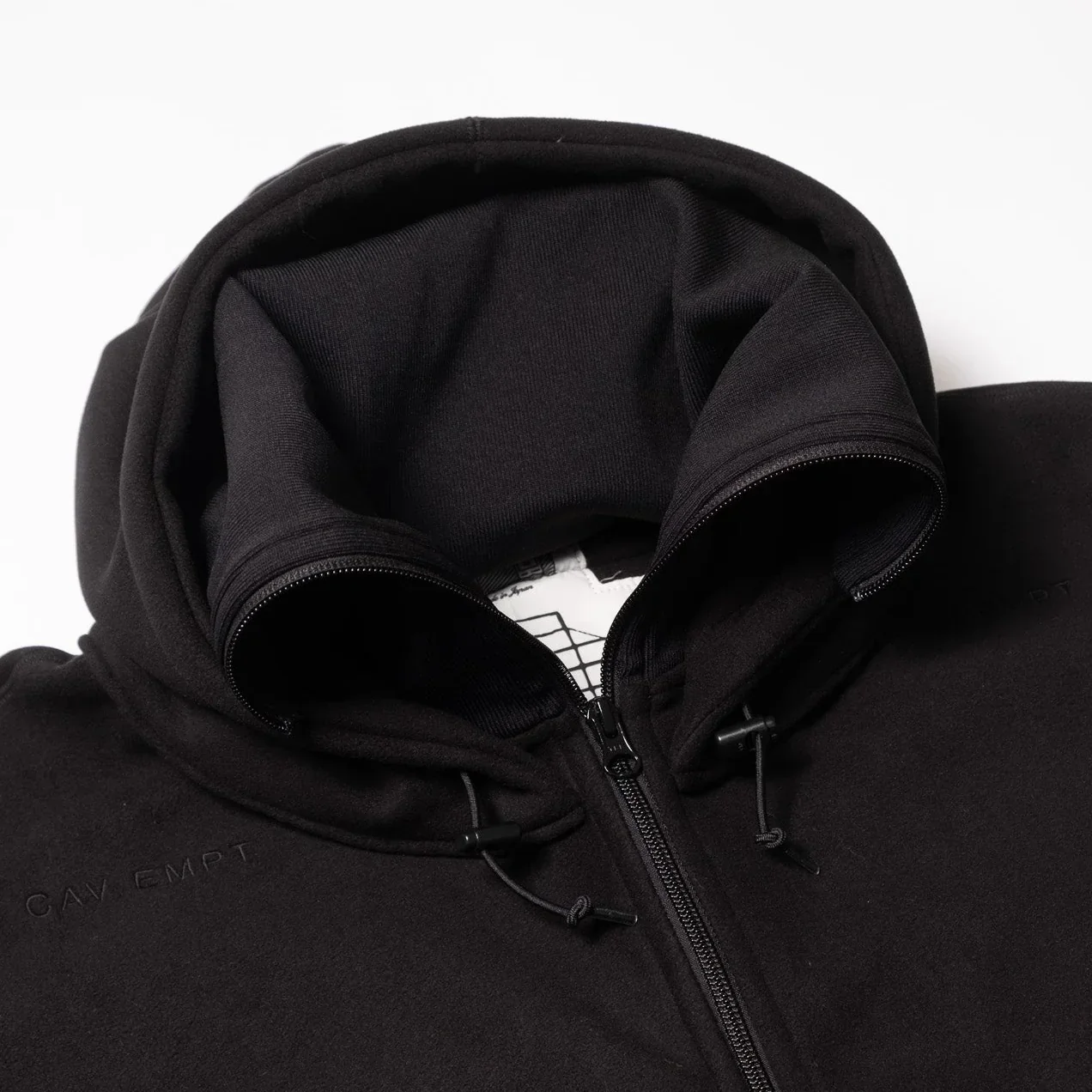 Cav Empt Attached Hood Fleece Zip Up - Black - Image 4