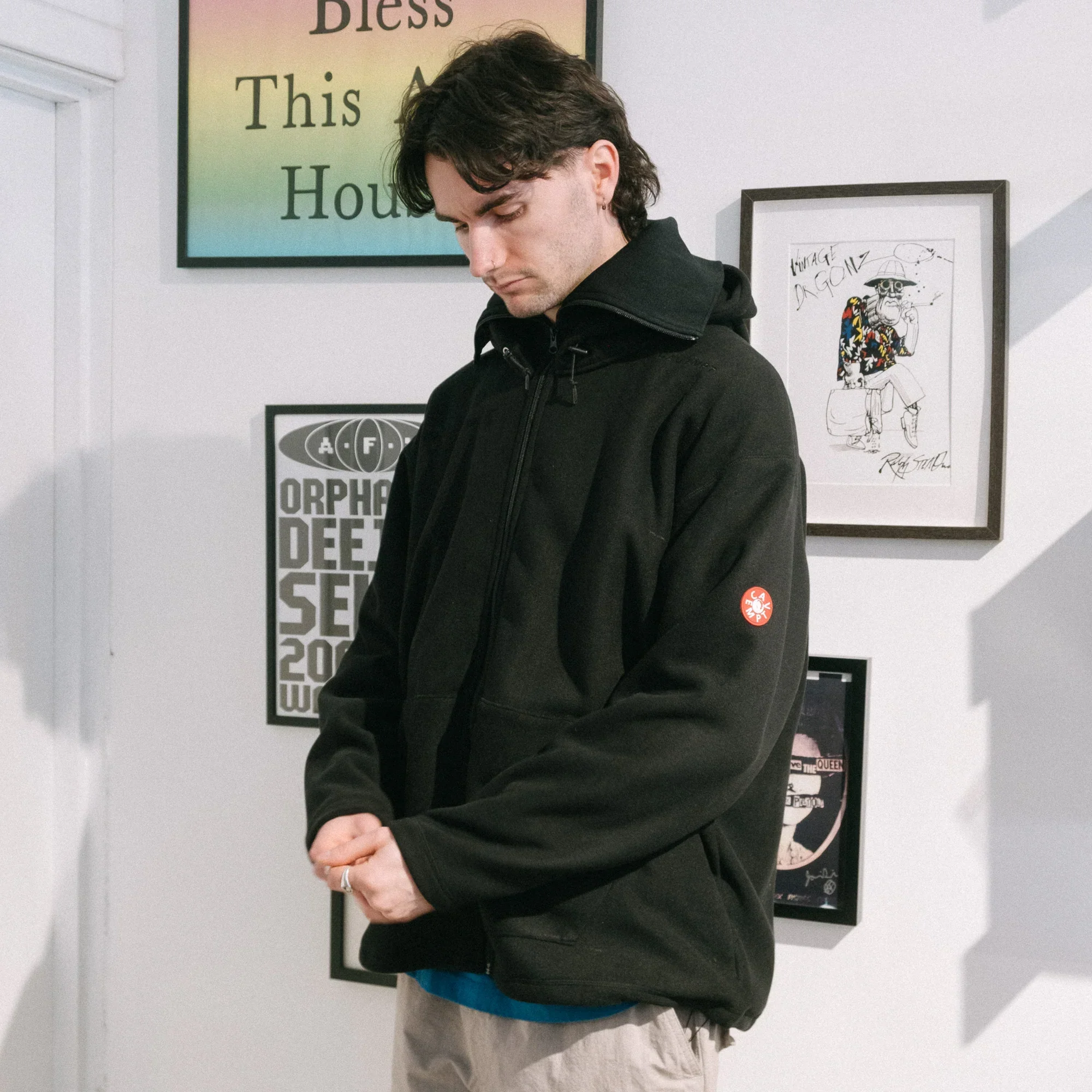 Cav Empt Attached Hood Fleece Zip Up - Black - Image 9