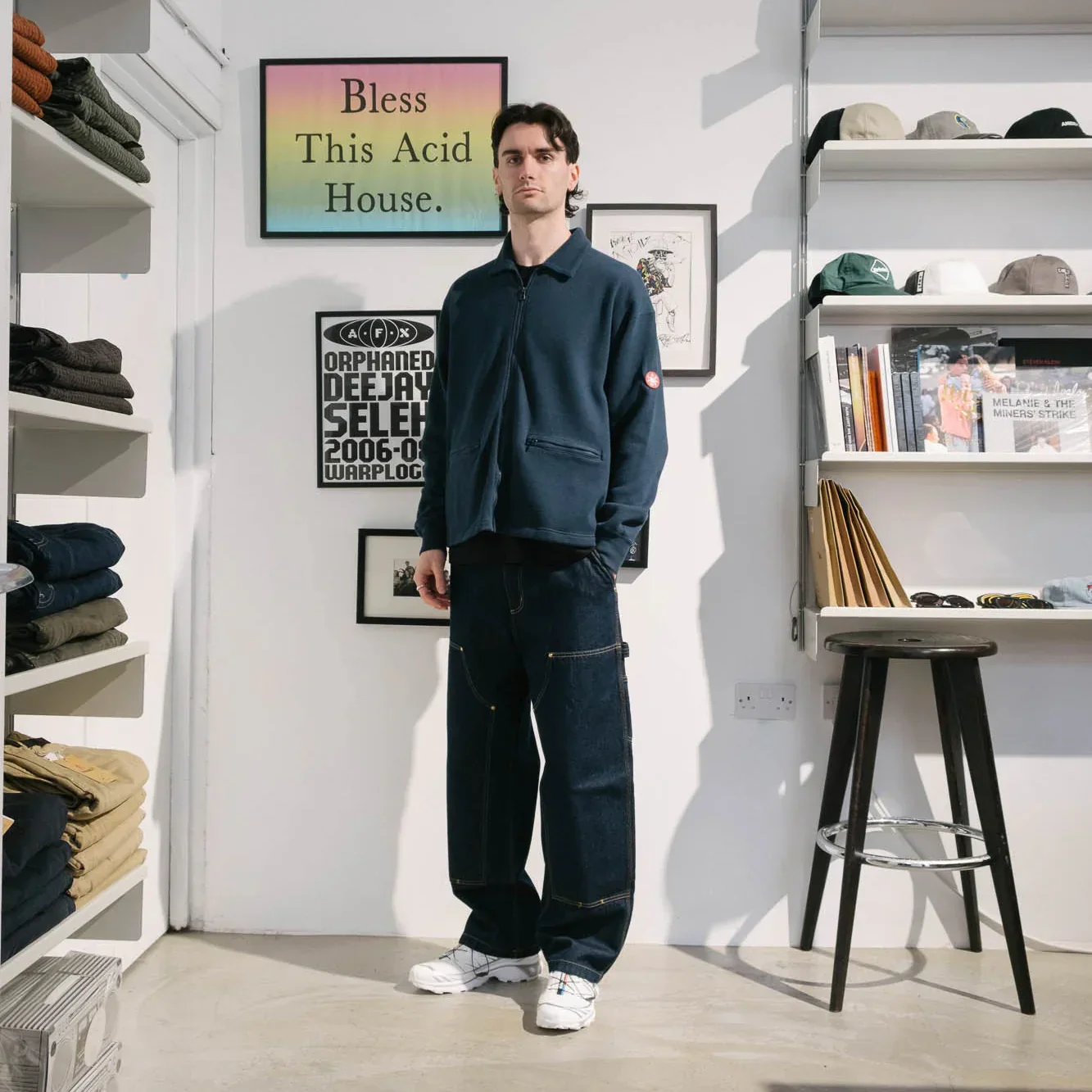 Cav Empt DBL Knit Collared Zip Up - Navy - Image 3