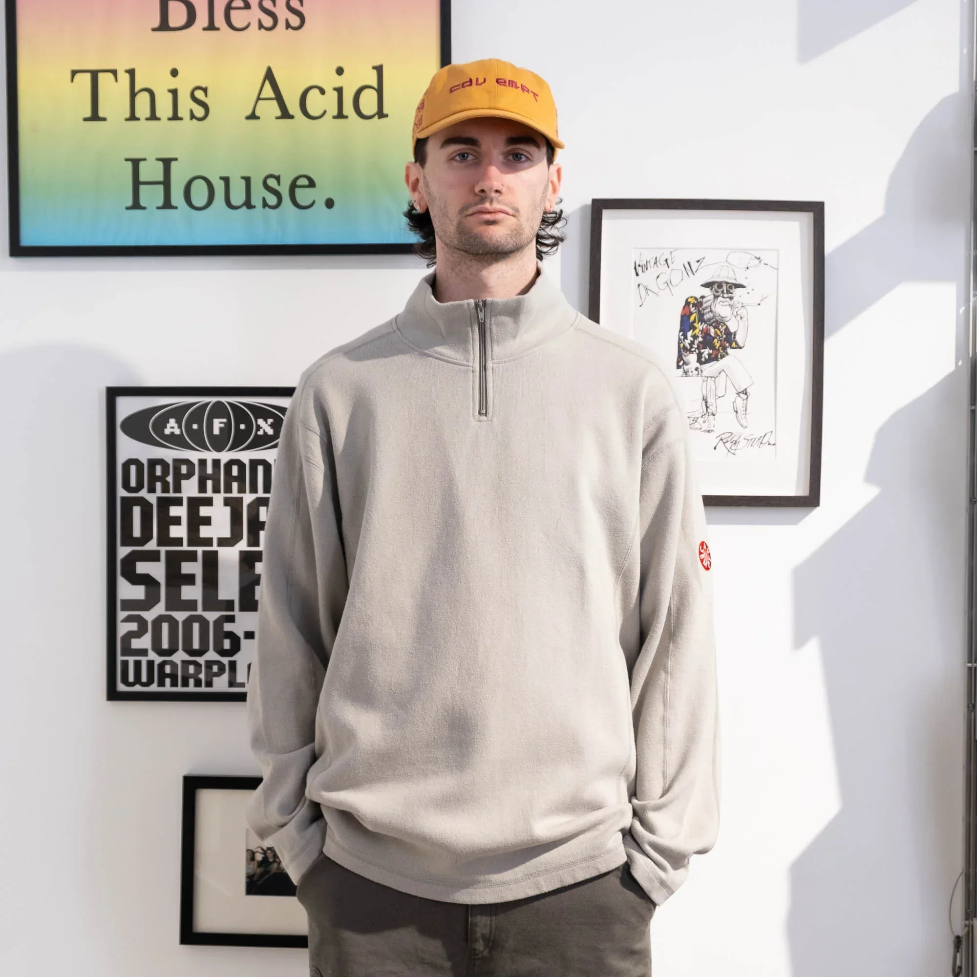 Cav Empt DBL Knit Half Zip Long Sleeve - Khaki - Image 2