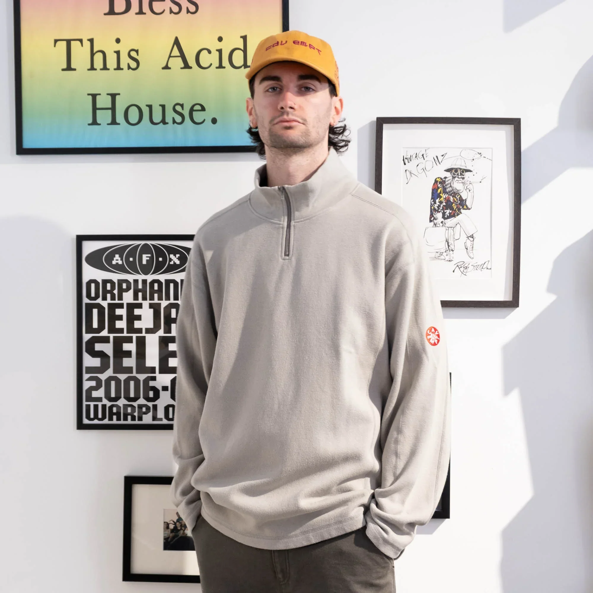 Cav Empt DBL Knit Half Zip Long Sleeve - Khaki - Image 3
