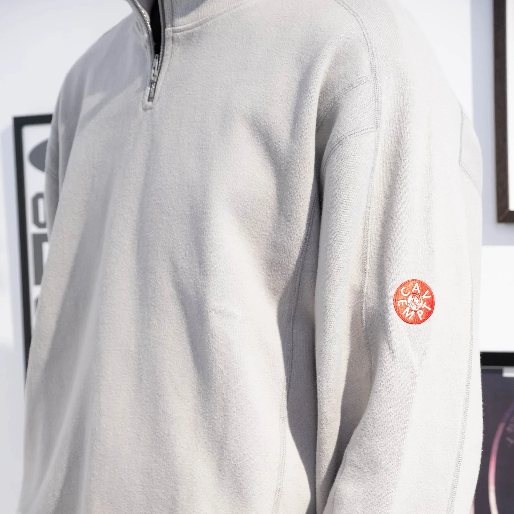Cav Empt DBL Knit Half Zip Long Sleeve - Khaki - Image 5