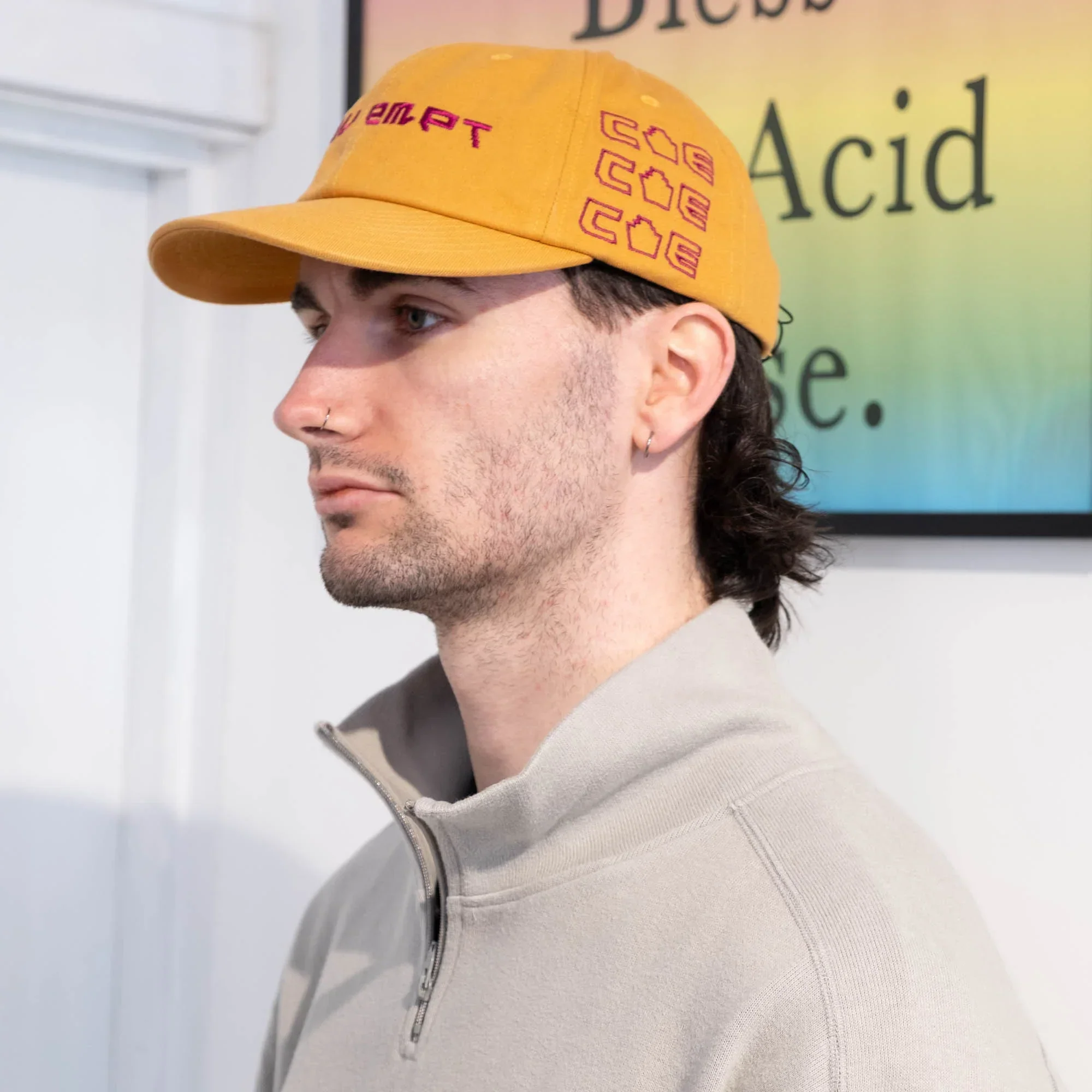 Cav Empt DBL Knit Half Zip Long Sleeve - Khaki - Image 6
