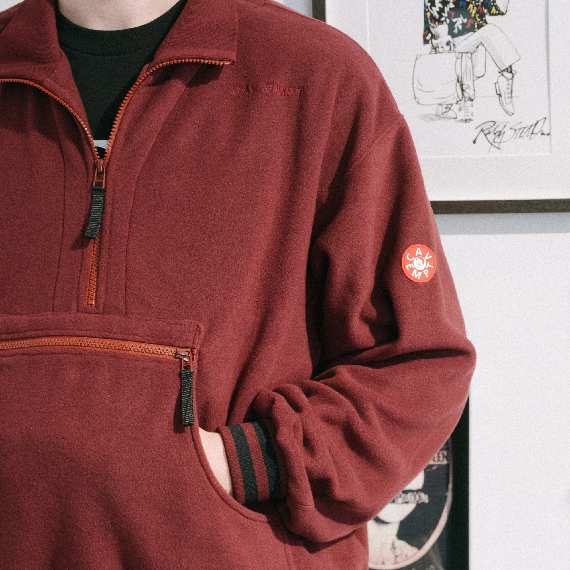 Cav Empt Fleece Half Zip Up - Burgundy - Image 10