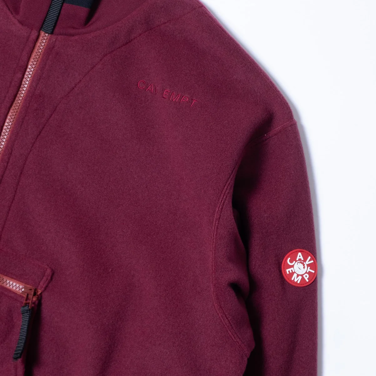 Cav Empt Fleece Half Zip Up - Burgundy - Image 3