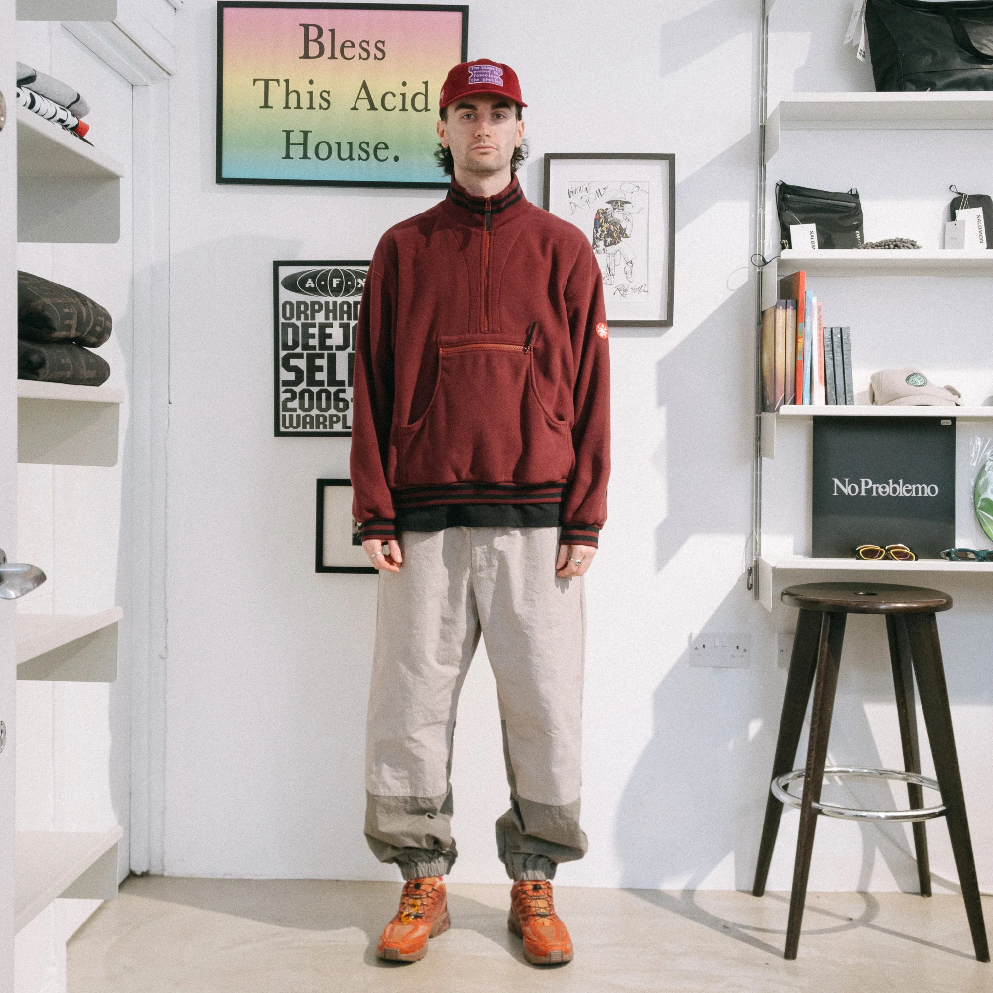 Cav Empt Fleece Half Zip Up - Burgundy - Image 8