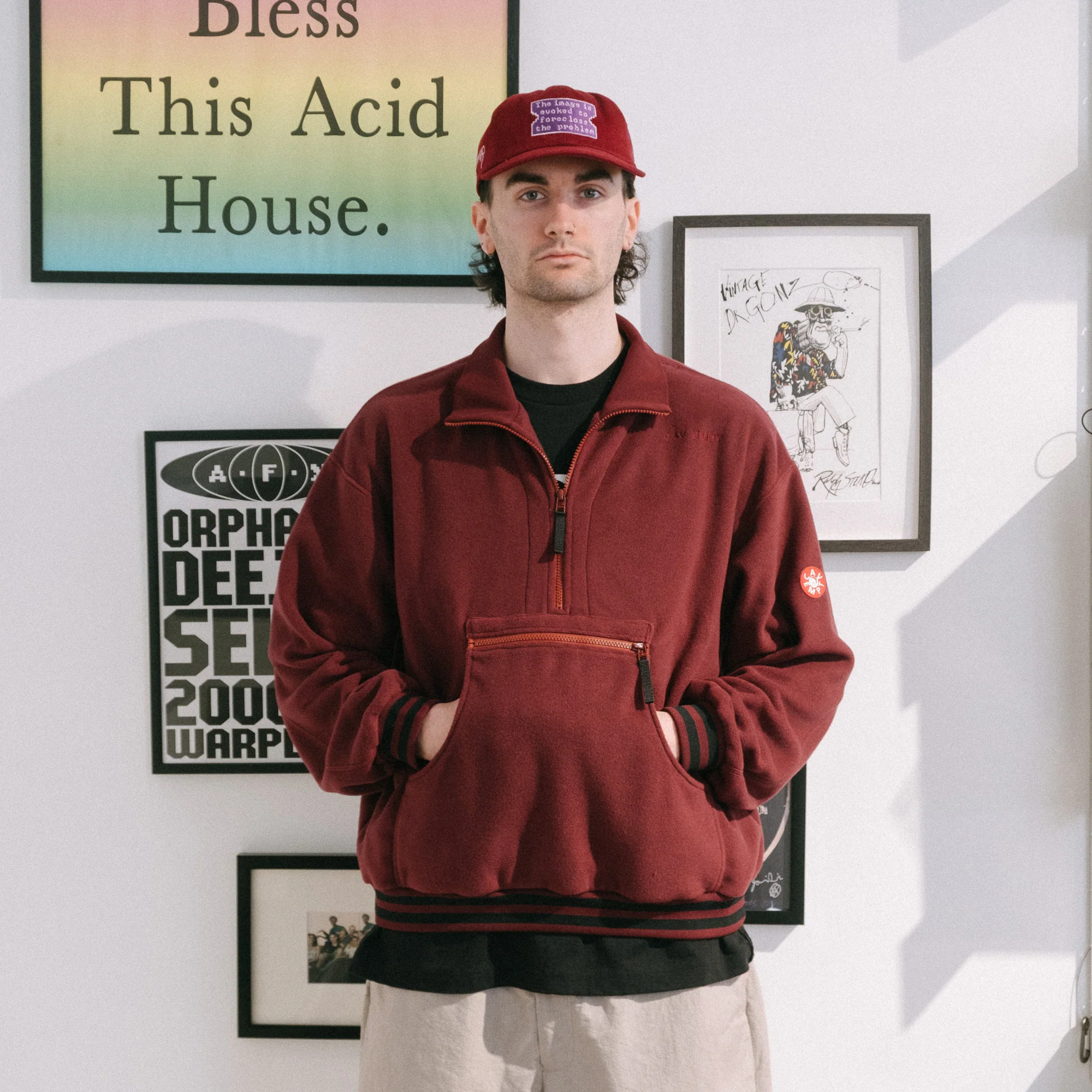 Cav Empt Fleece Half Zip Up - Burgundy - Image 9