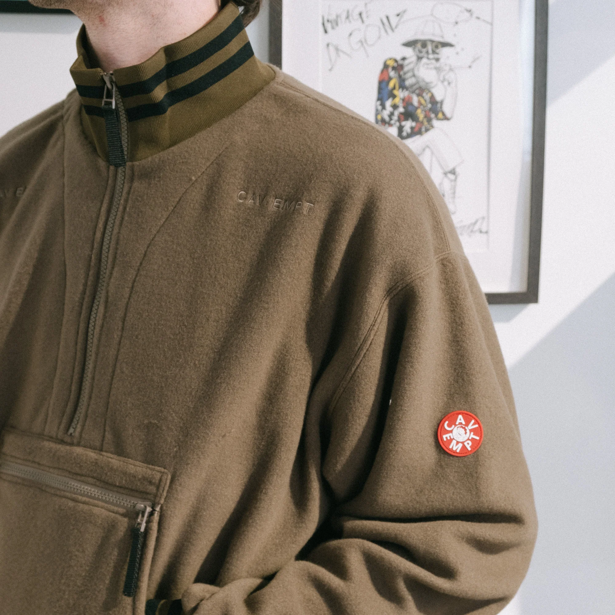 Cav Empt Fleece Half Zip Up - Khaki - Image 10