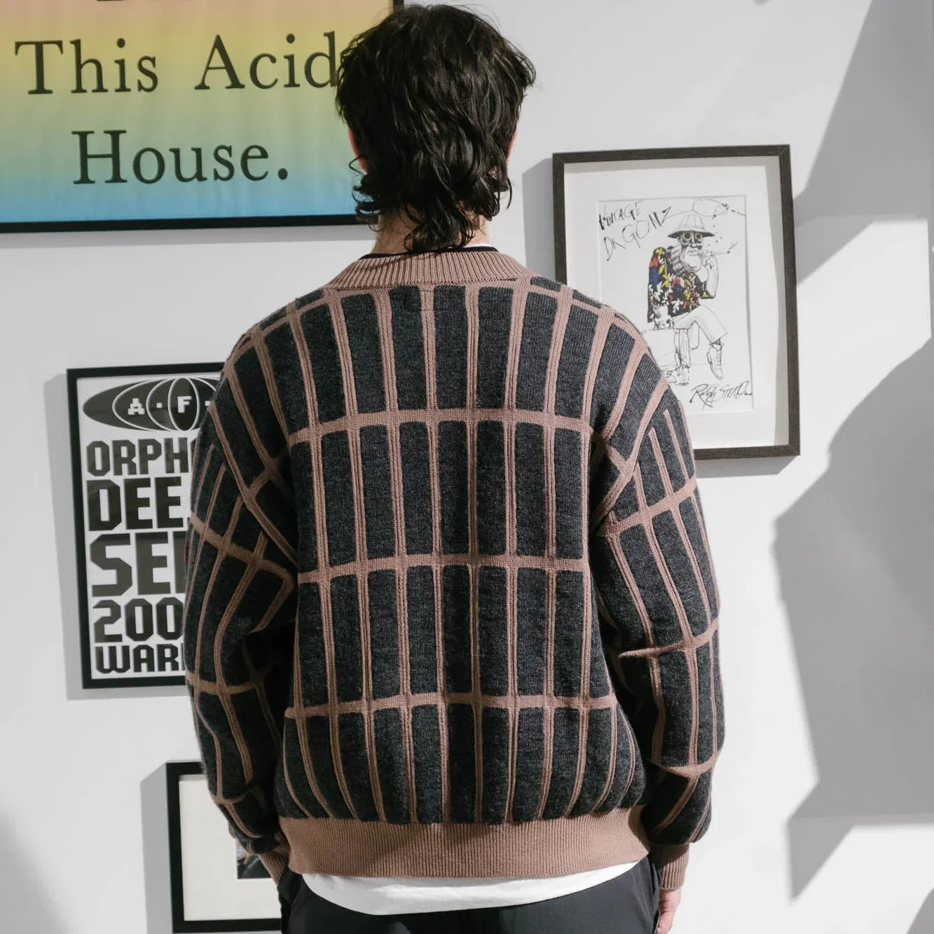 Cav Empt Rectangular Bar Knit Cardigan - Brown - Image 7