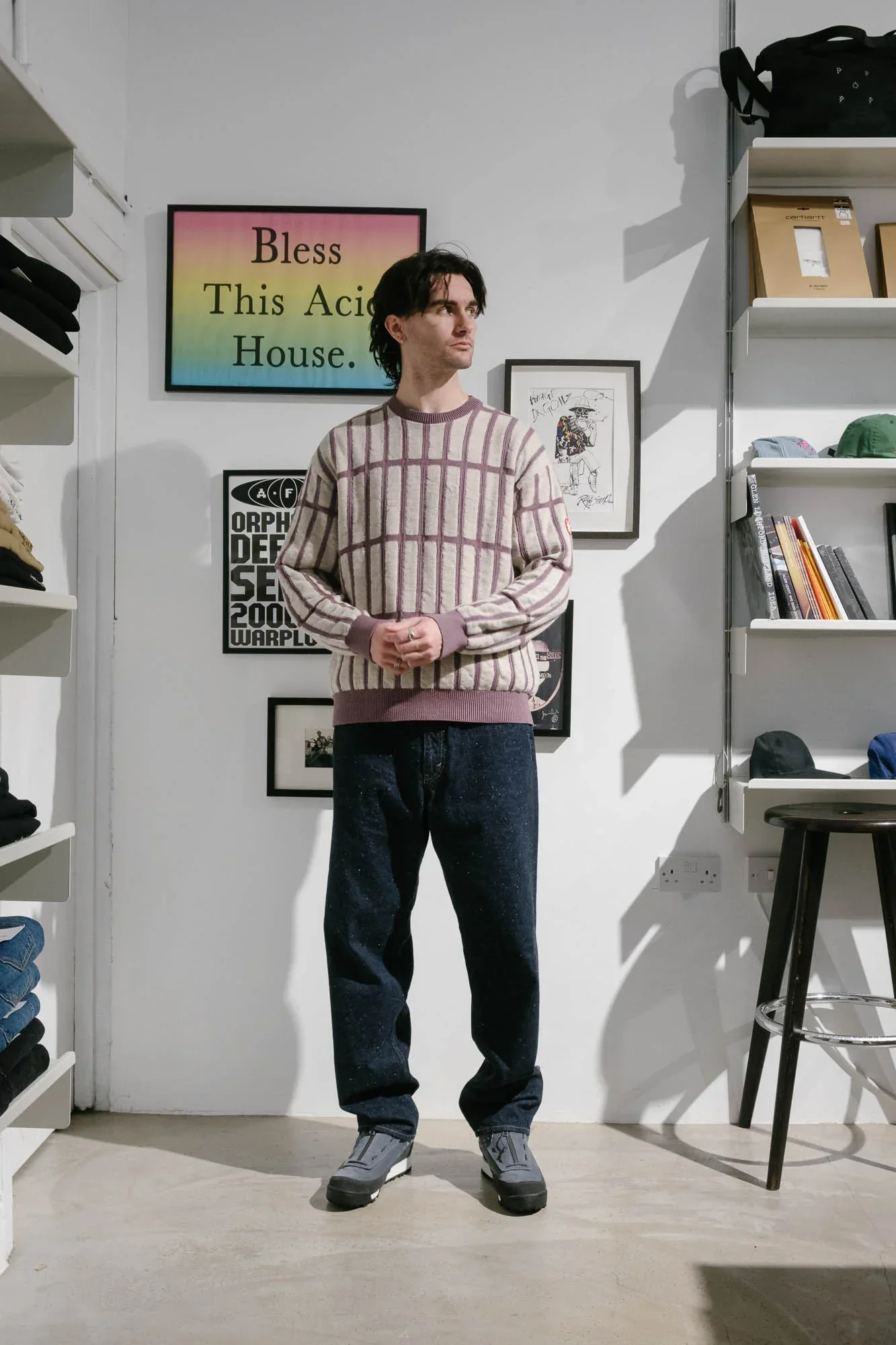 Cav Empt Rectangular Bar Knit Sweater - Purple - Image 3