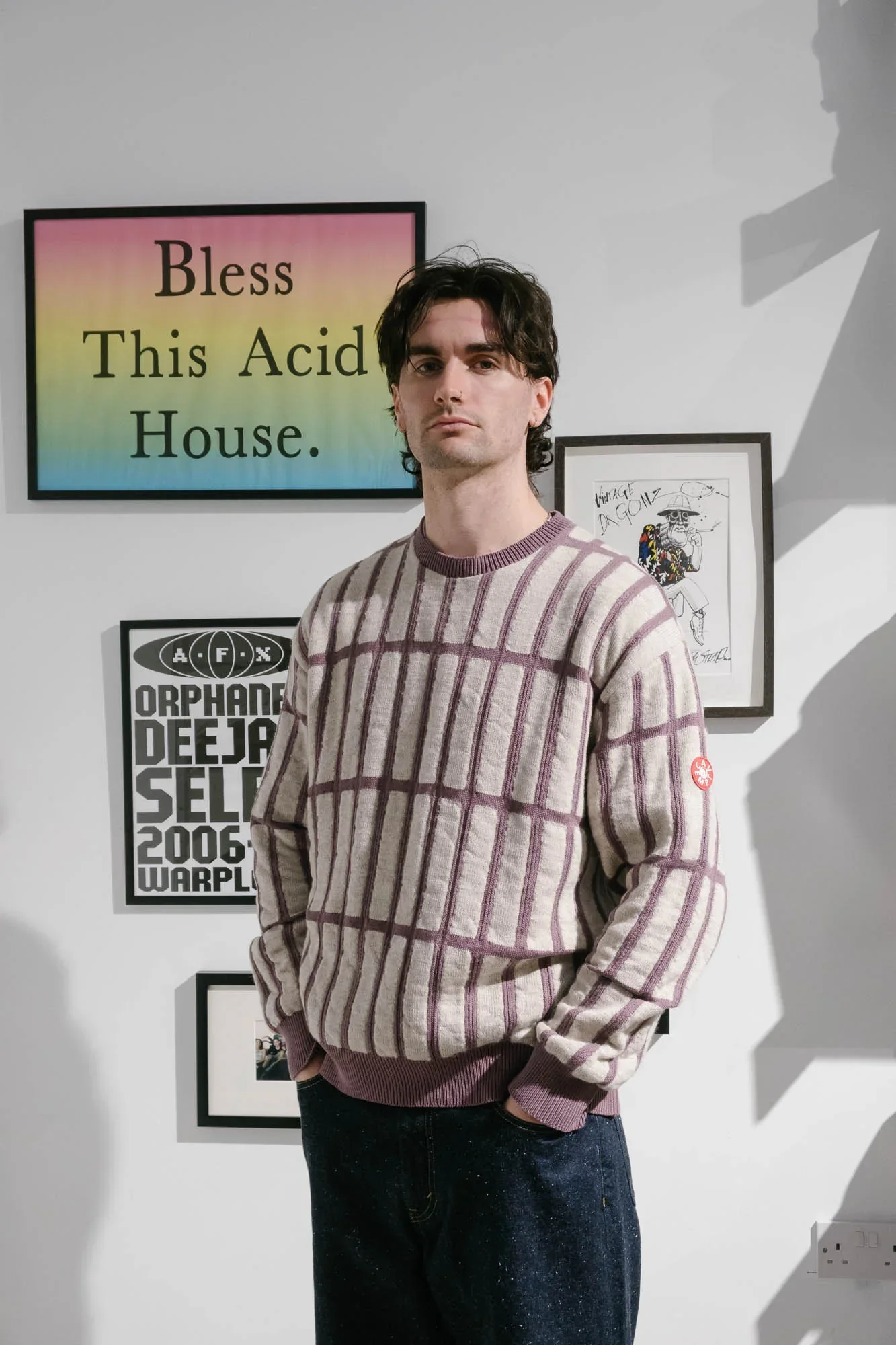 Cav Empt Rectangular Bar Knit Sweater - Purple - Image 4