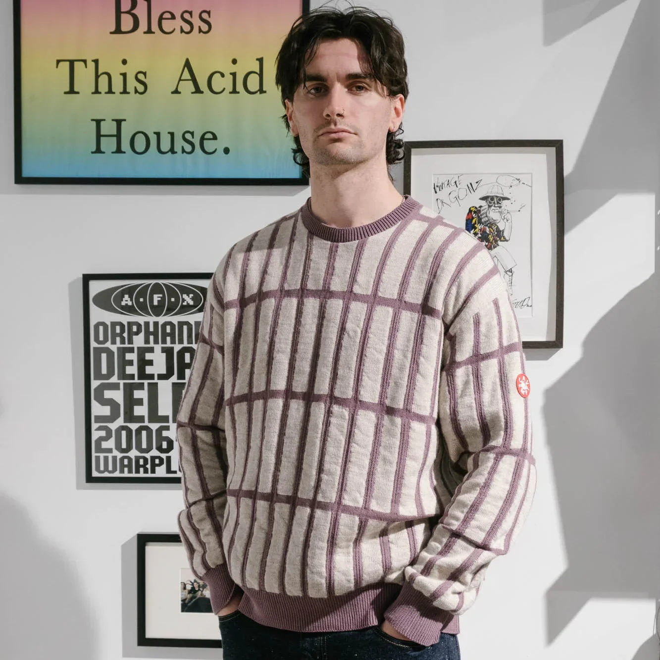 Cav Empt Rectangular Bar Knit Sweater - Purple - Image 5