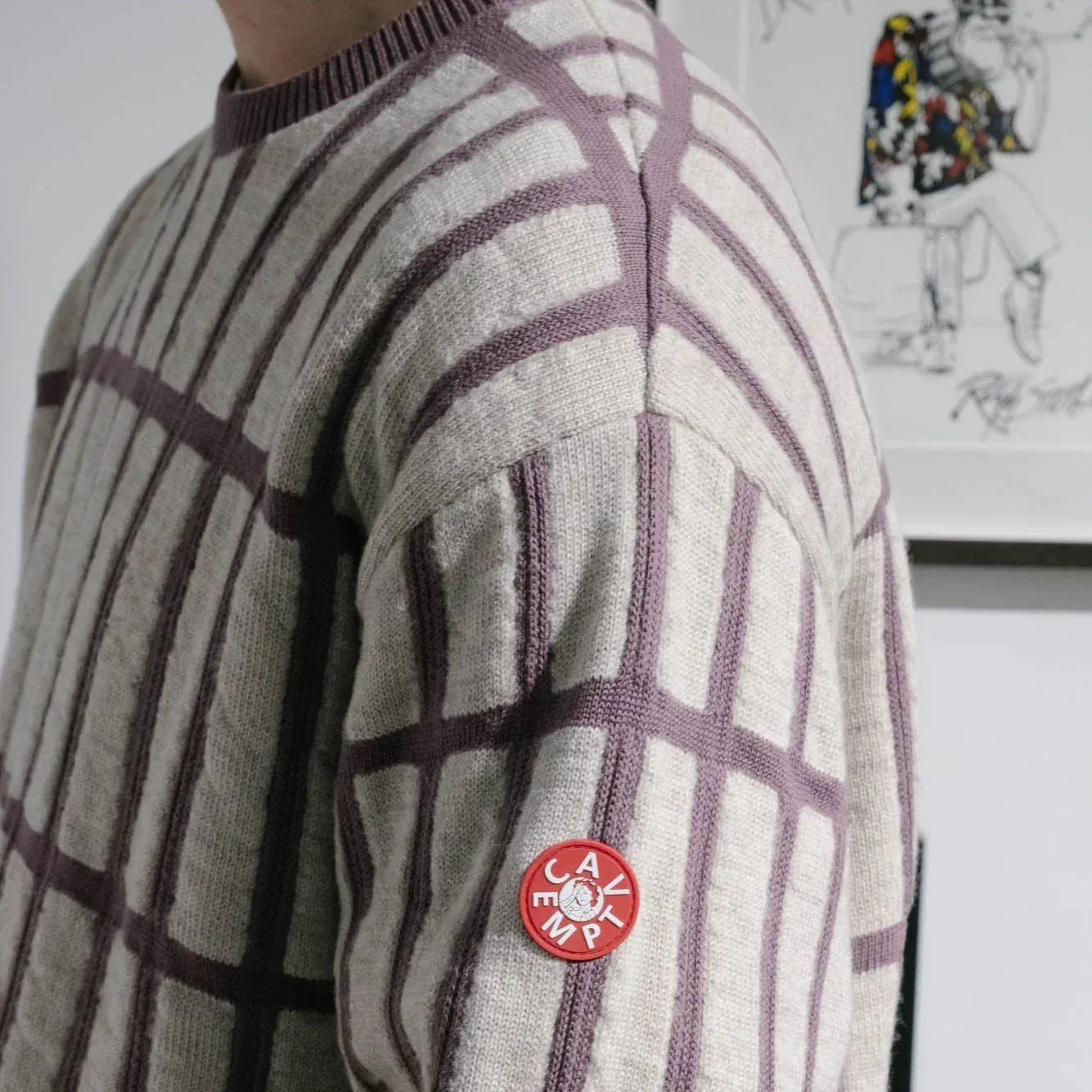 Cav Empt Rectangular Bar Knit Sweater - Purple - Image 6