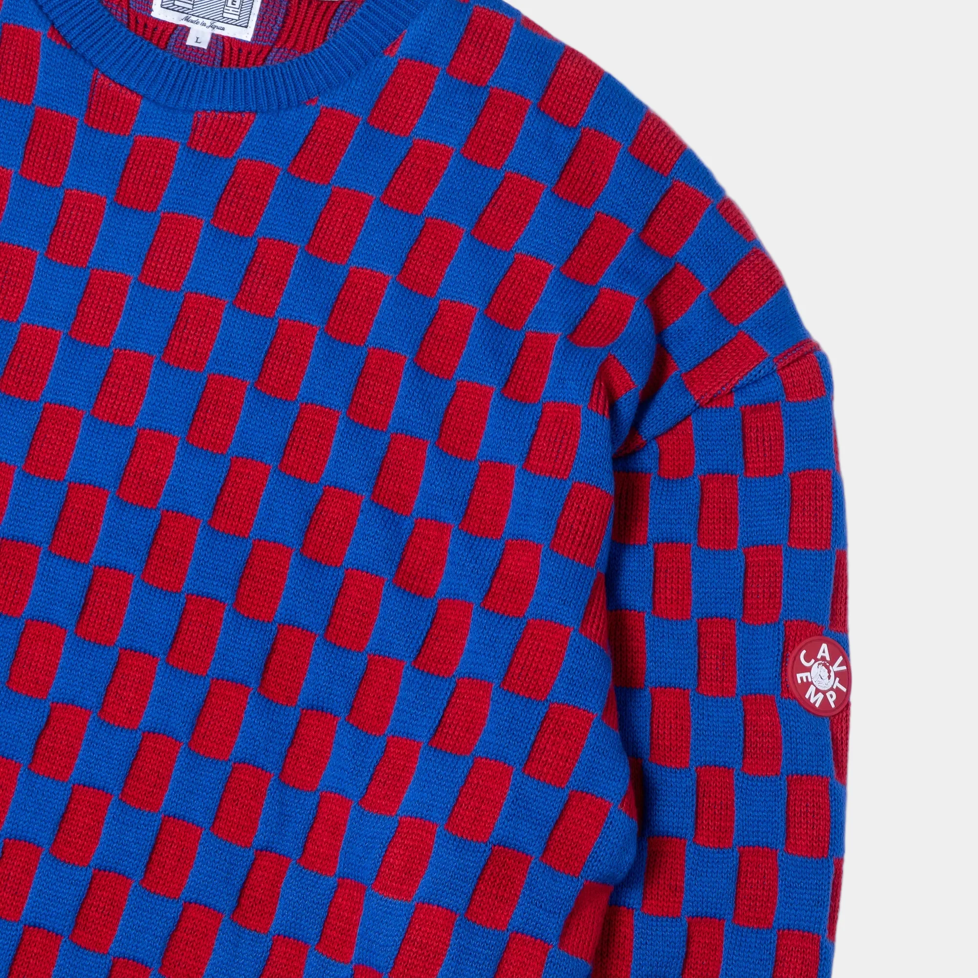 Cav Empt Rectangular Block Knit Sweater - Blue - Image 3