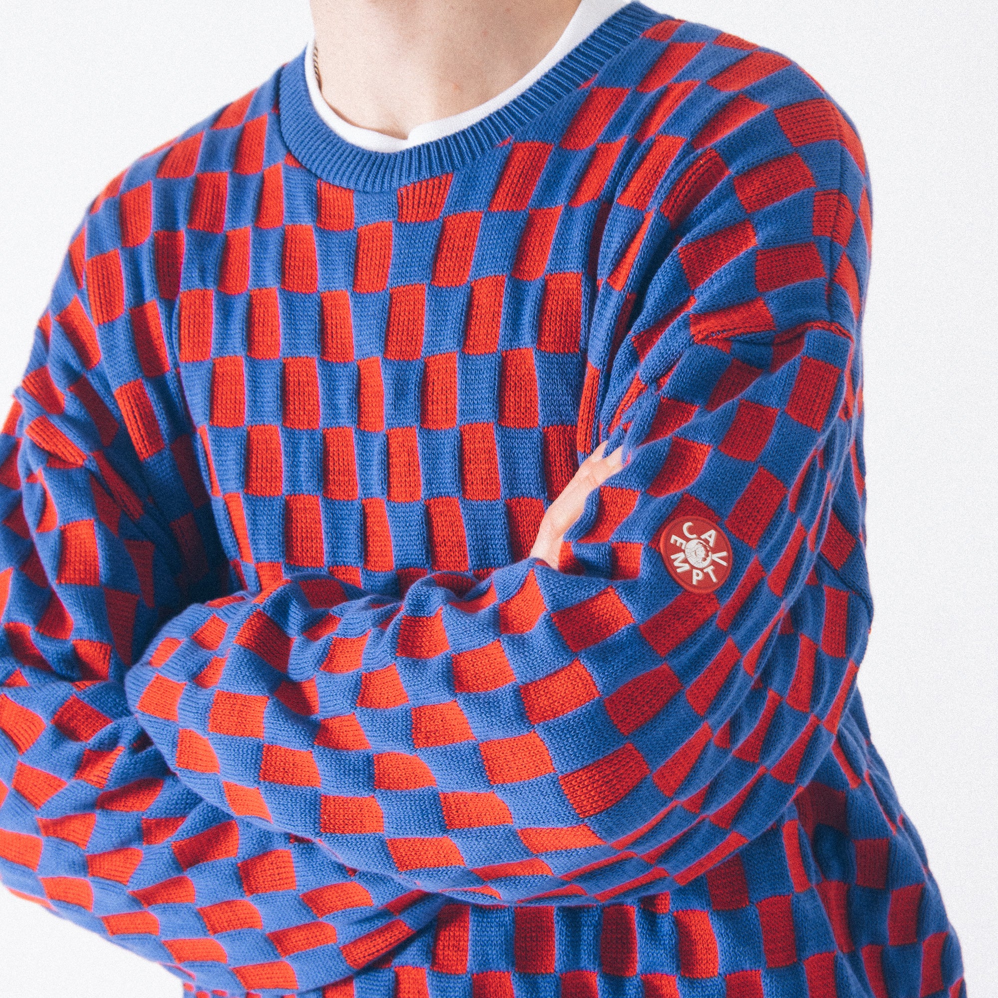 Cav Empt Rectangular Block Knit Sweater - Blue - Image 8