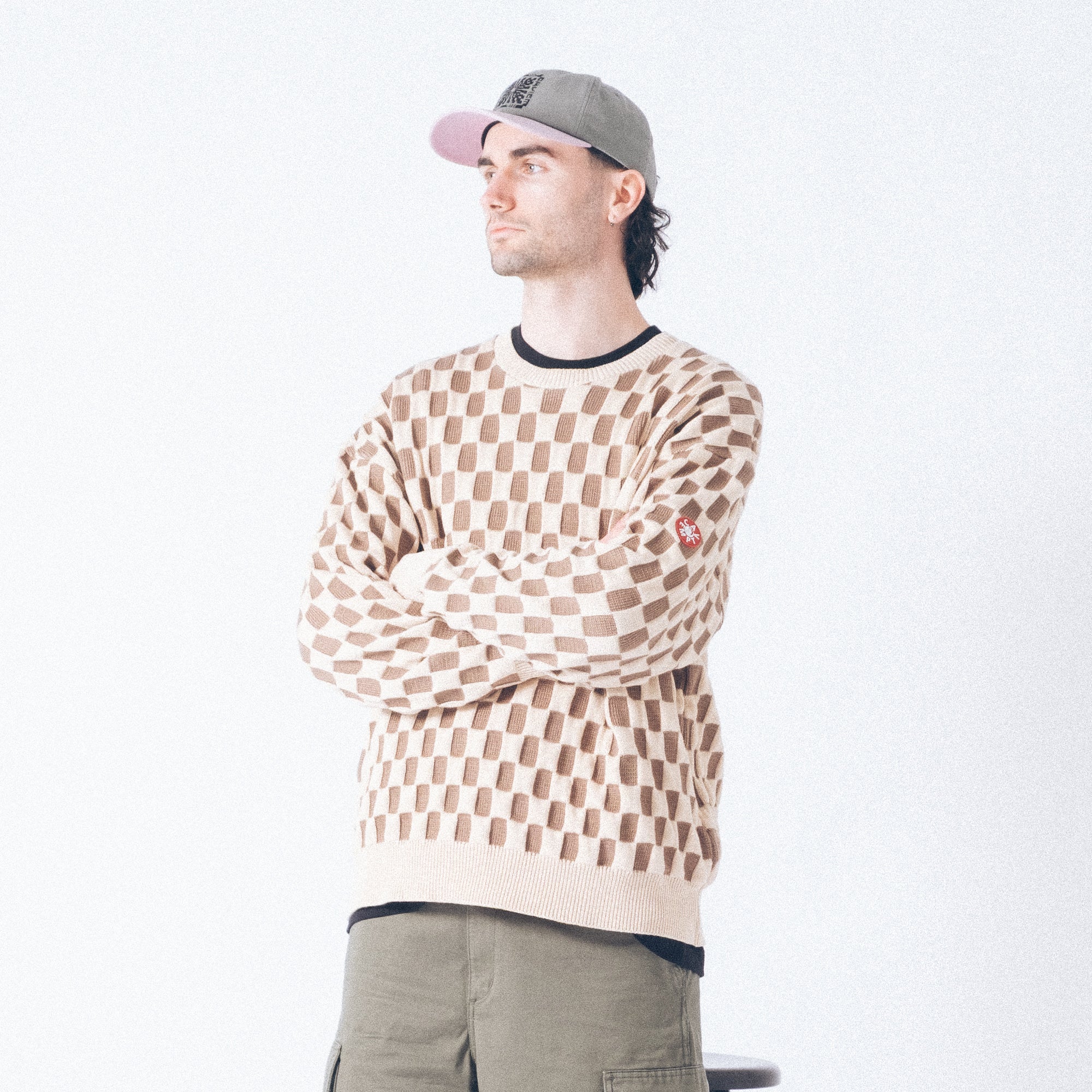 Cav Empt Rectangular Knit Sweater - Beige - Image 8