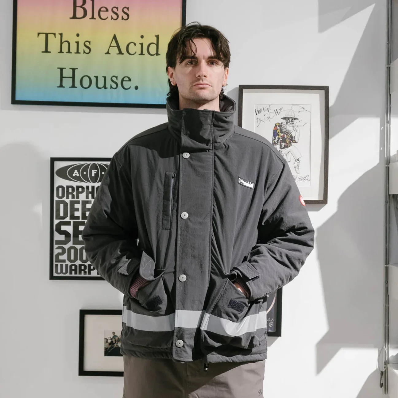 Cav Empt Reflect Tape Watch Jacket - Charcoal - Image 2