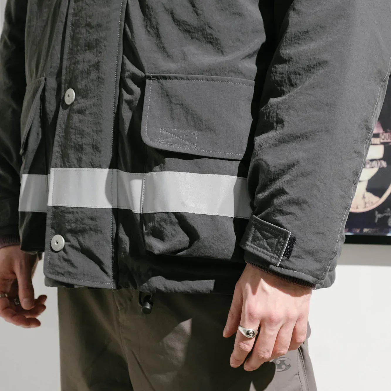 Cav Empt Reflect Tape Watch Jacket - Charcoal - Image 4