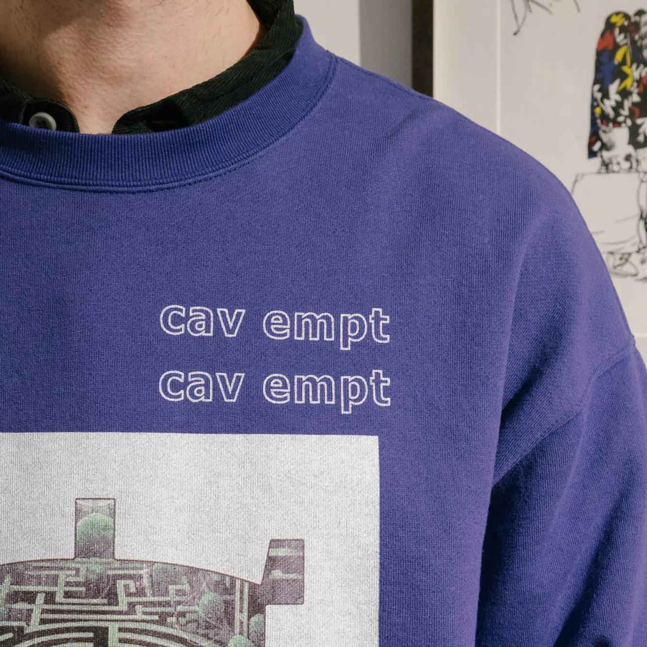 Cav Empt SCMCTY Loose Crew Neck Sweater - Purple - Image 4