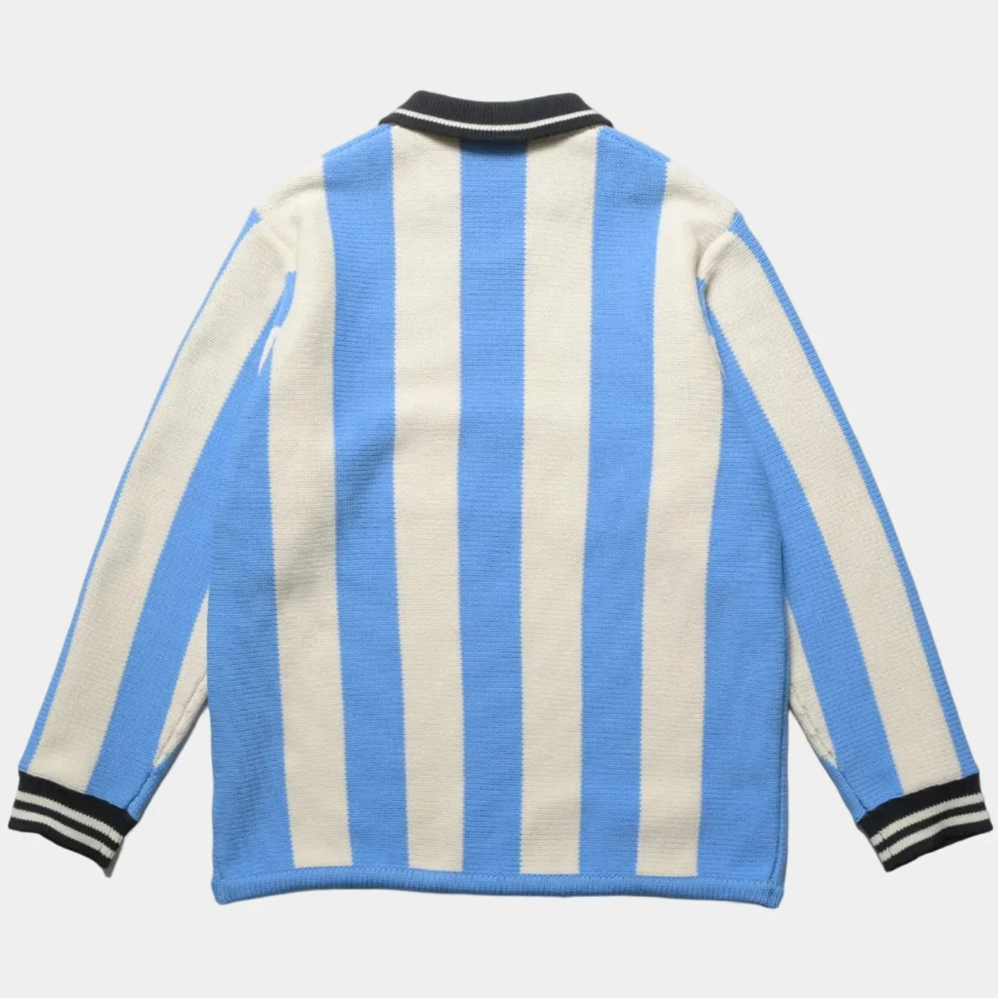 F.C.Real Bristol Stripe Knit Shirt - Light Blue - Image 4