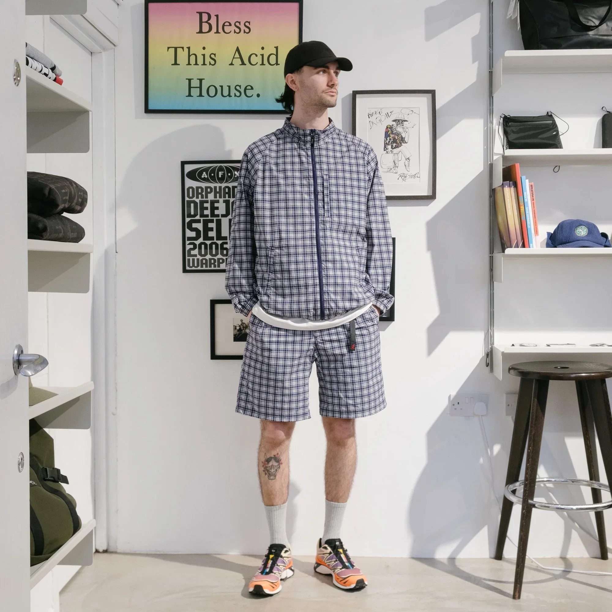 Gramicci Checkered Shell Jacket - Navy Check - Image 3