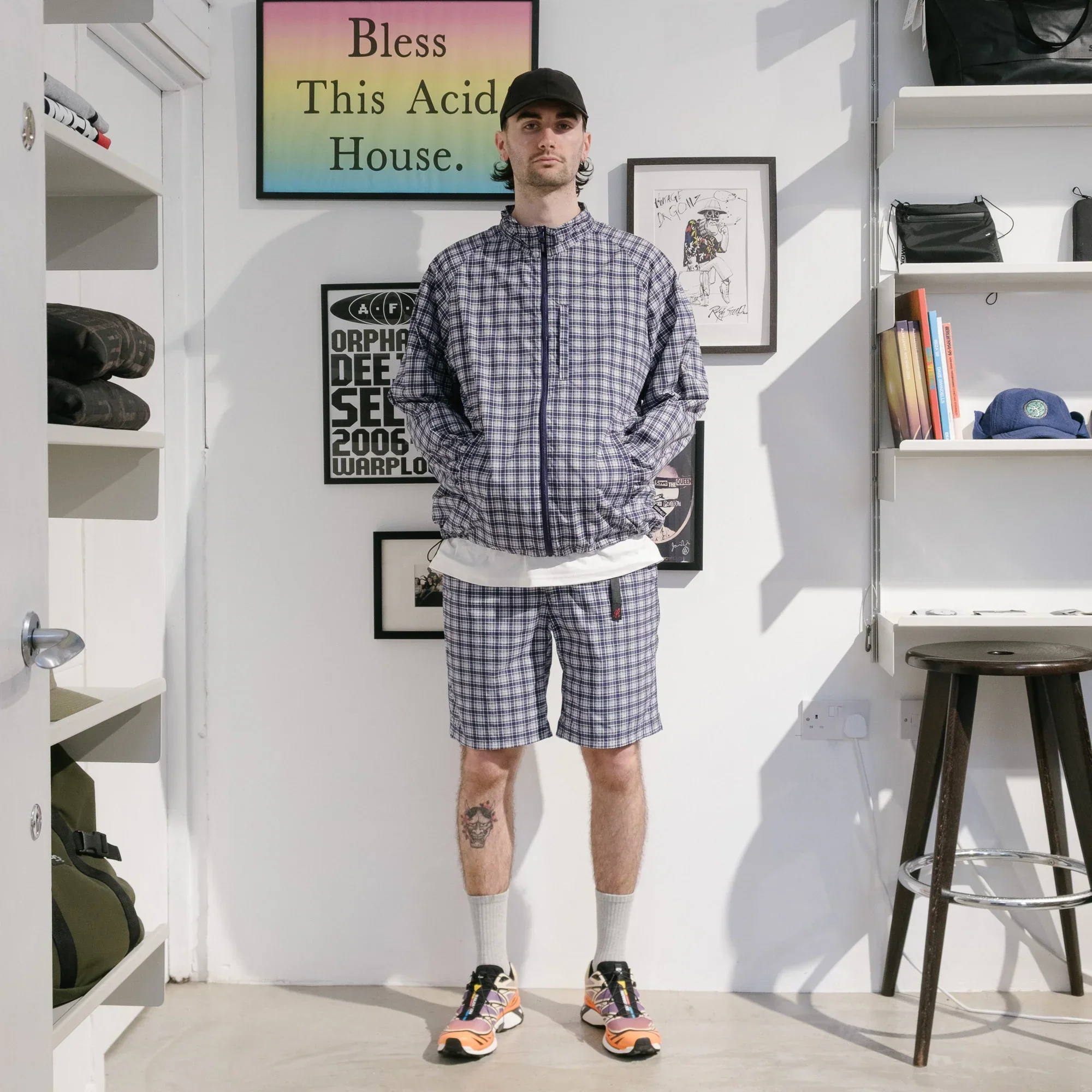 Gramicci Checkered Shell Jacket - Navy Check - Image 4
