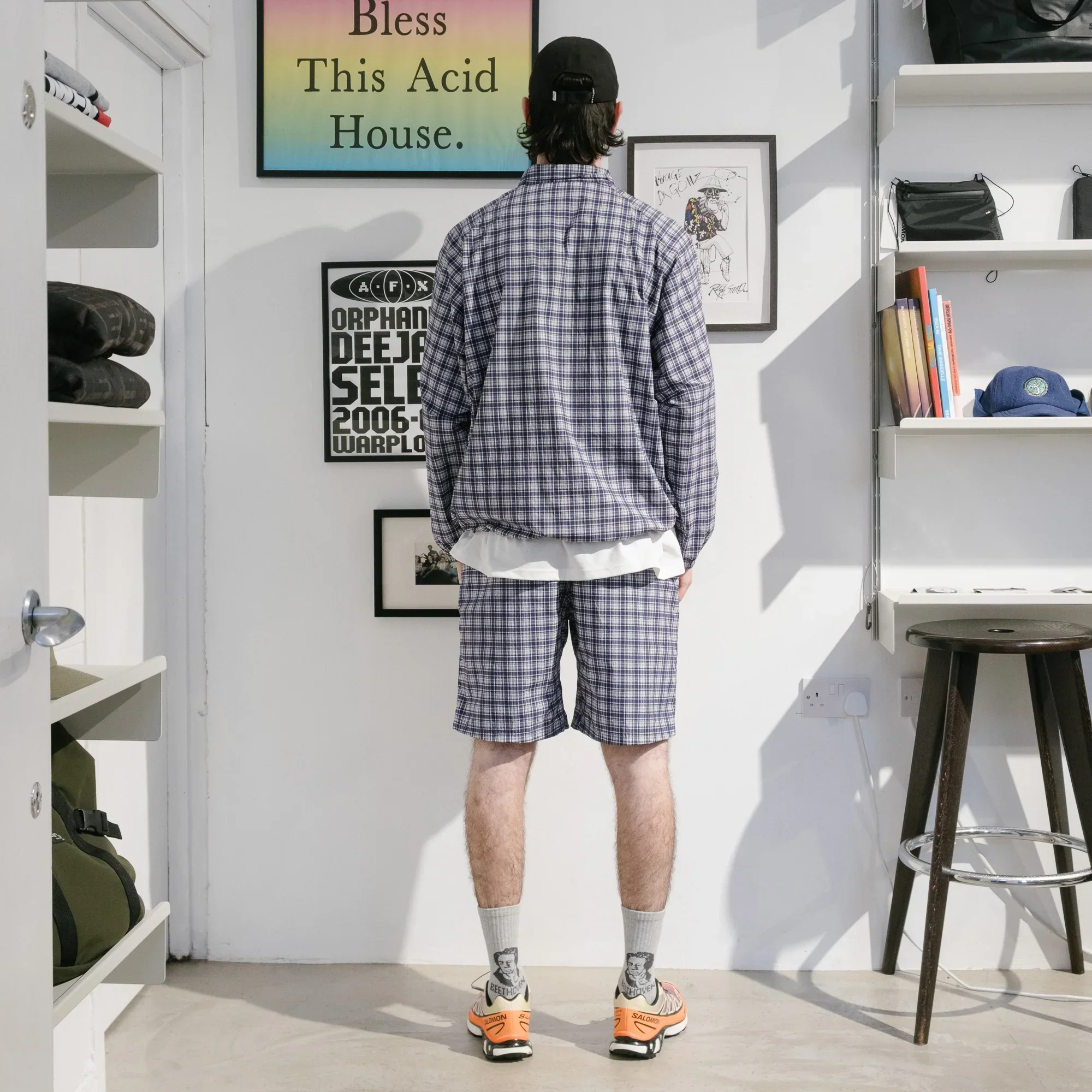 Gramicci Checkered Shell Jacket - Navy Check - Image 5