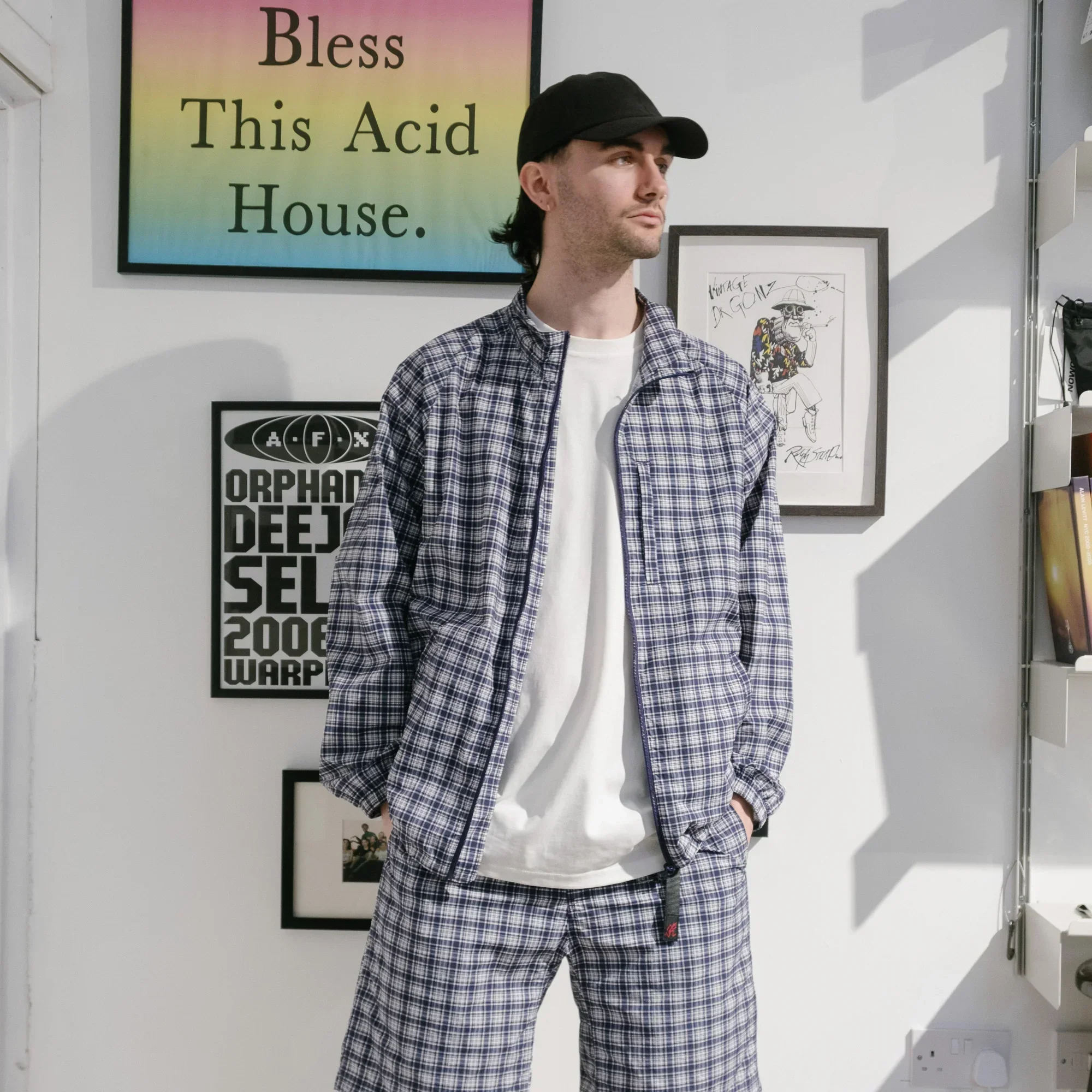 Gramicci Checkered Shell Jacket - Navy Check - Image 6