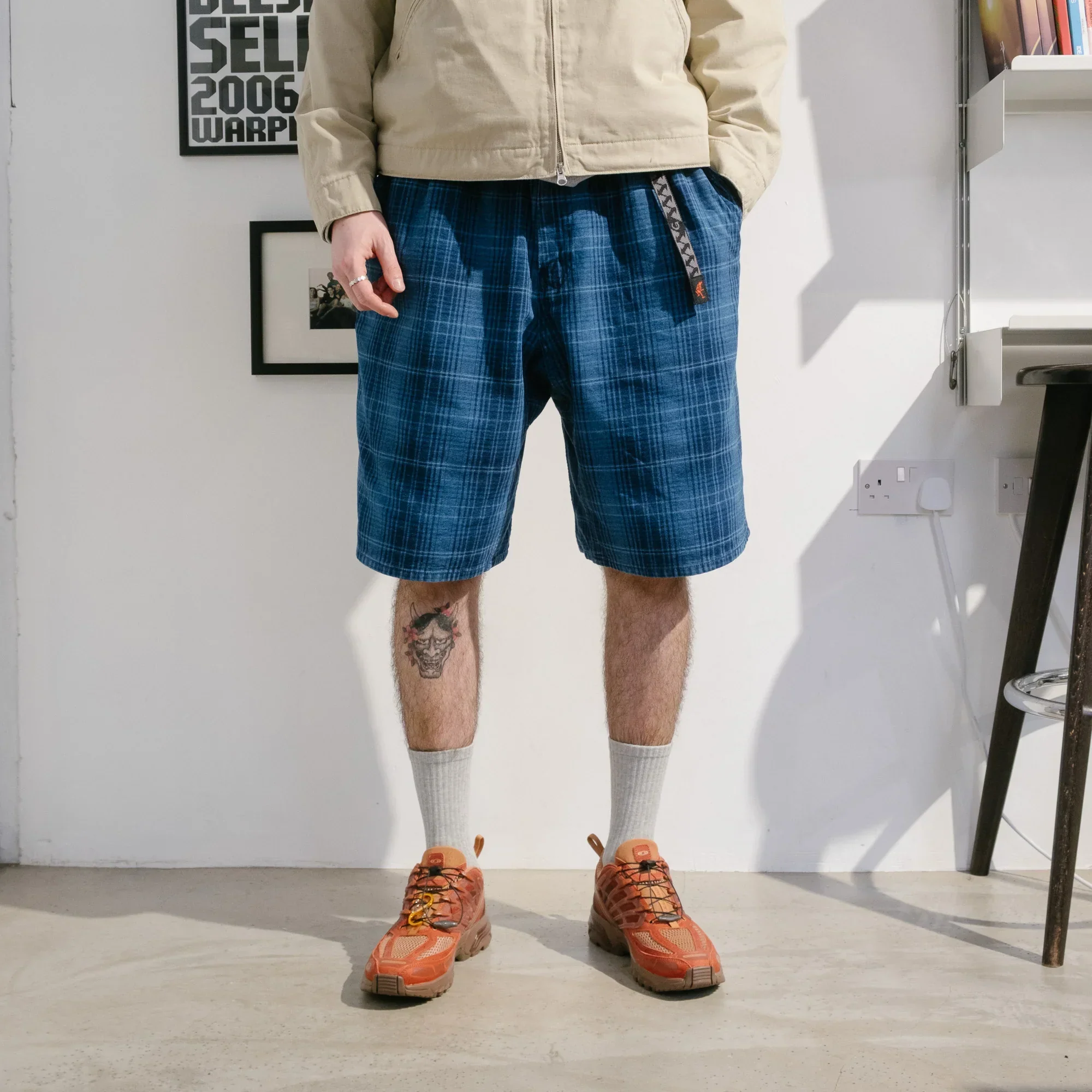 Gramicci OG Denim Lagoon Short - Indigo Checkered Plaid - Image 5