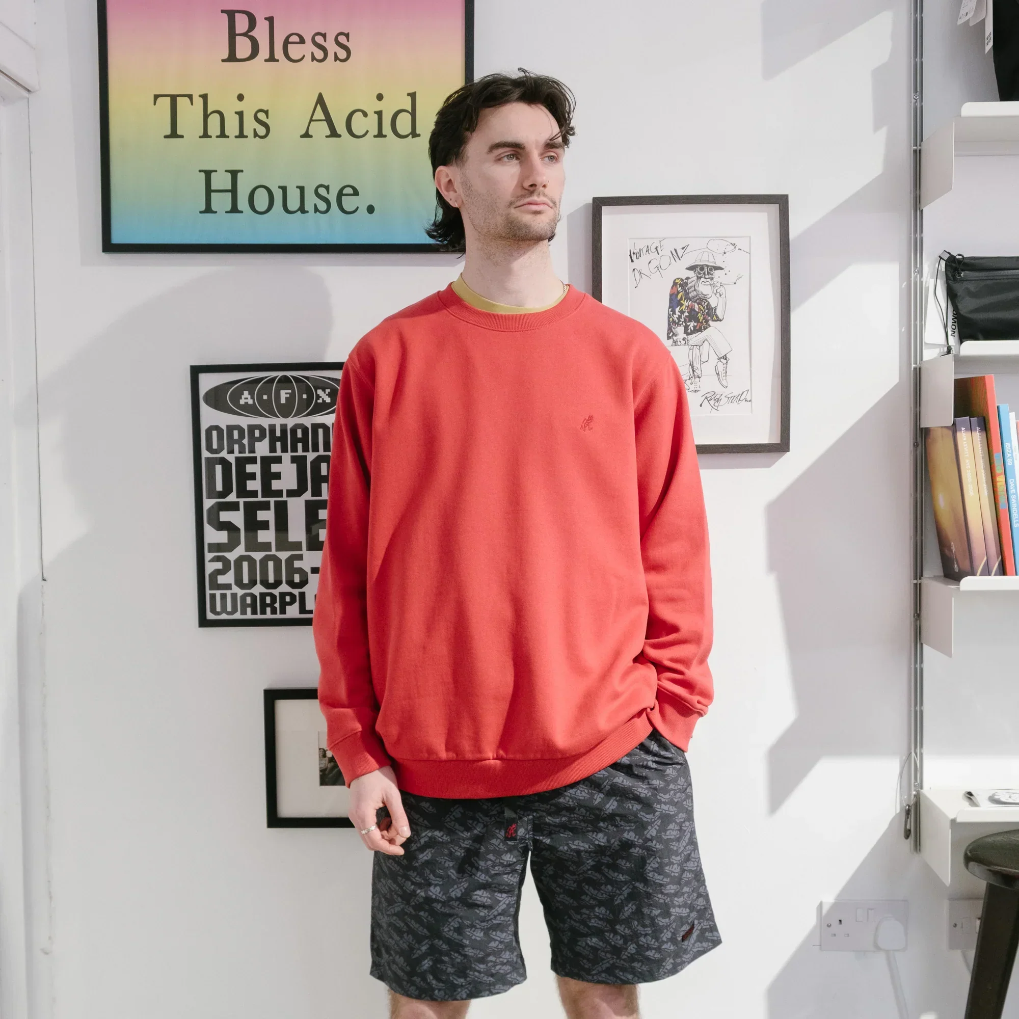 Gramicci One Point Crew Sweatshirt - Crimson Red - Image 3