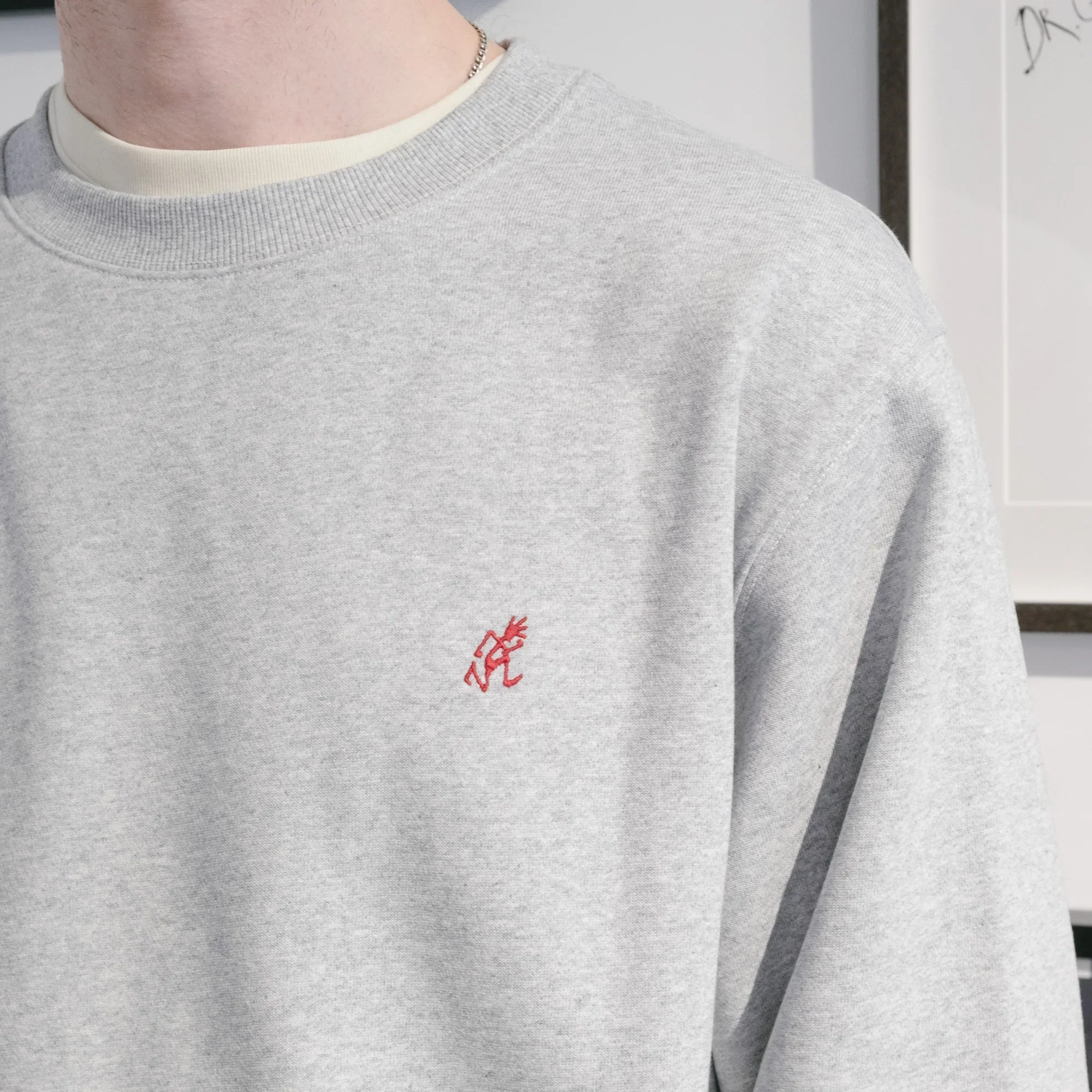Gramicci One Point Crew Sweatshirt - Heather Grey - Image 4