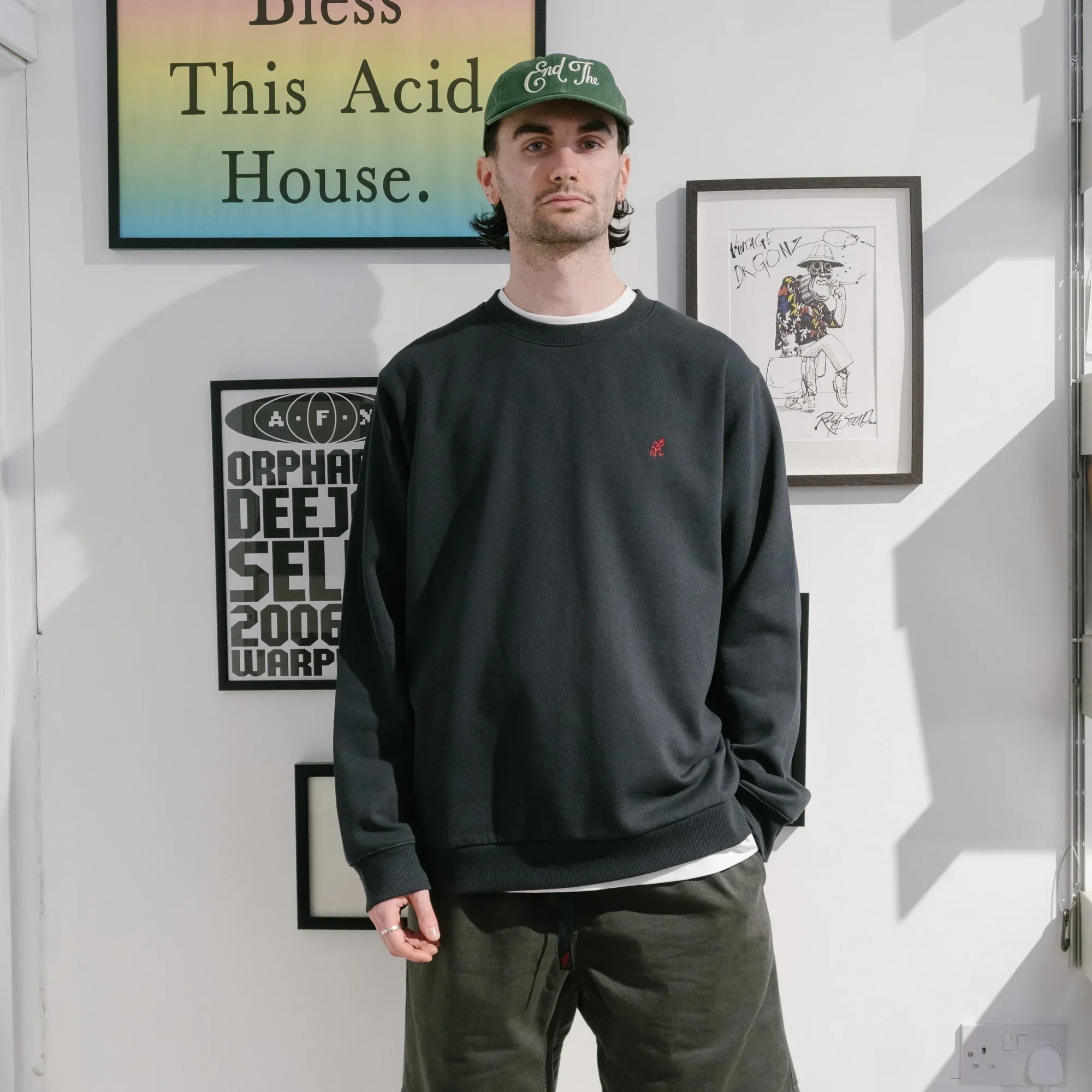 Gramicci One Point Crew Sweatshirt - Vintage Black - Image 3